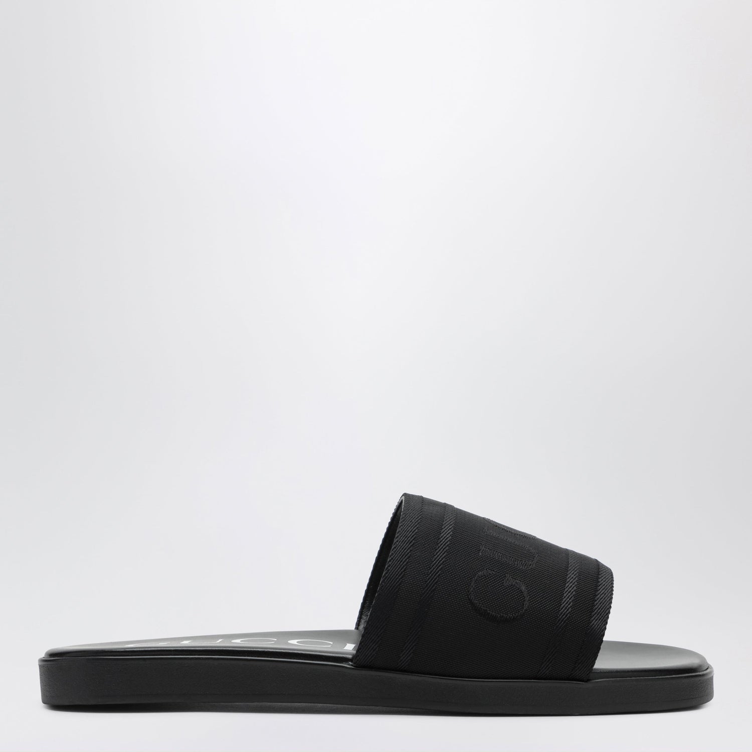 Gucci Black Jacquard Fabric Slides Men GUCCI