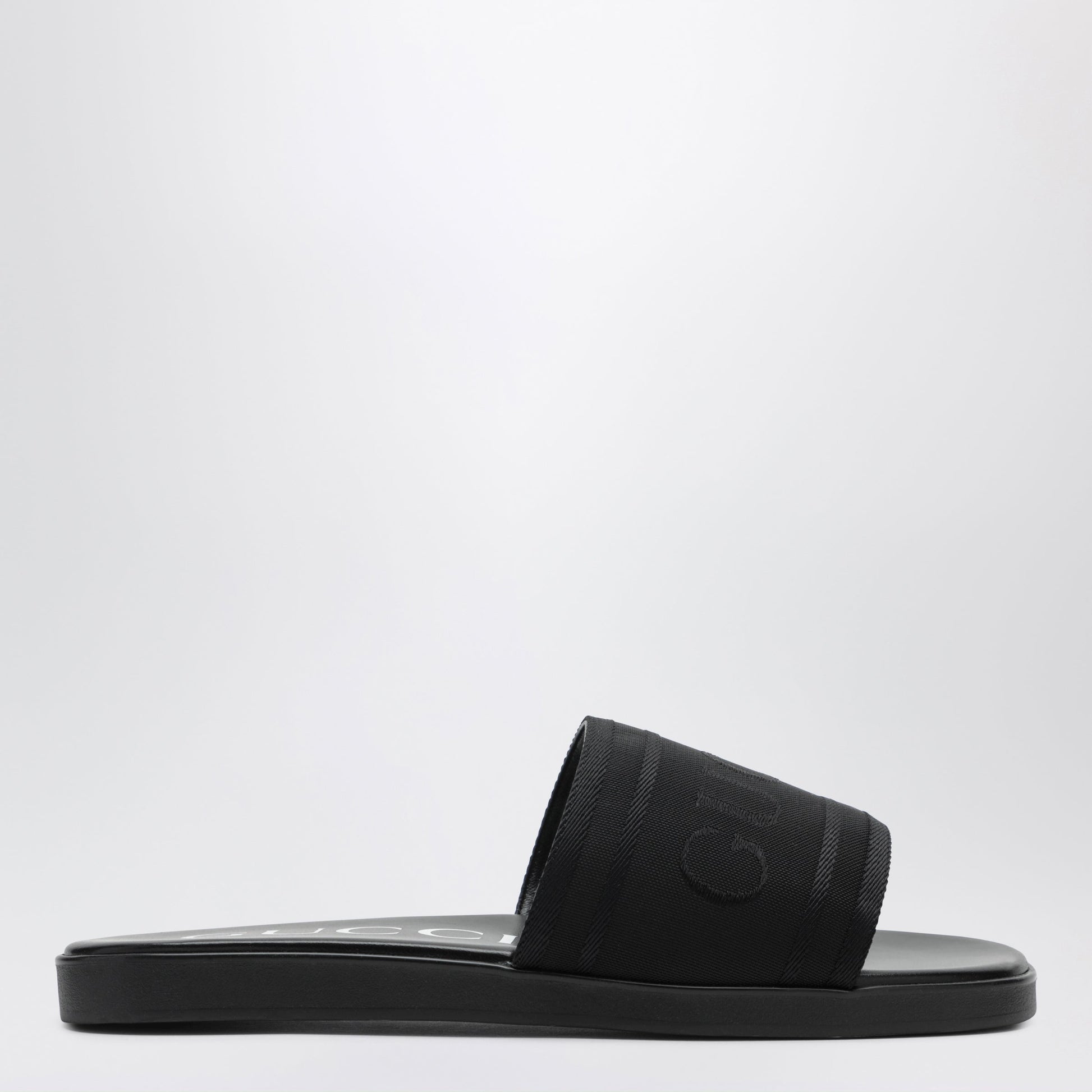 Gucci Black Jacquard Fabric Slides Men GUCCI