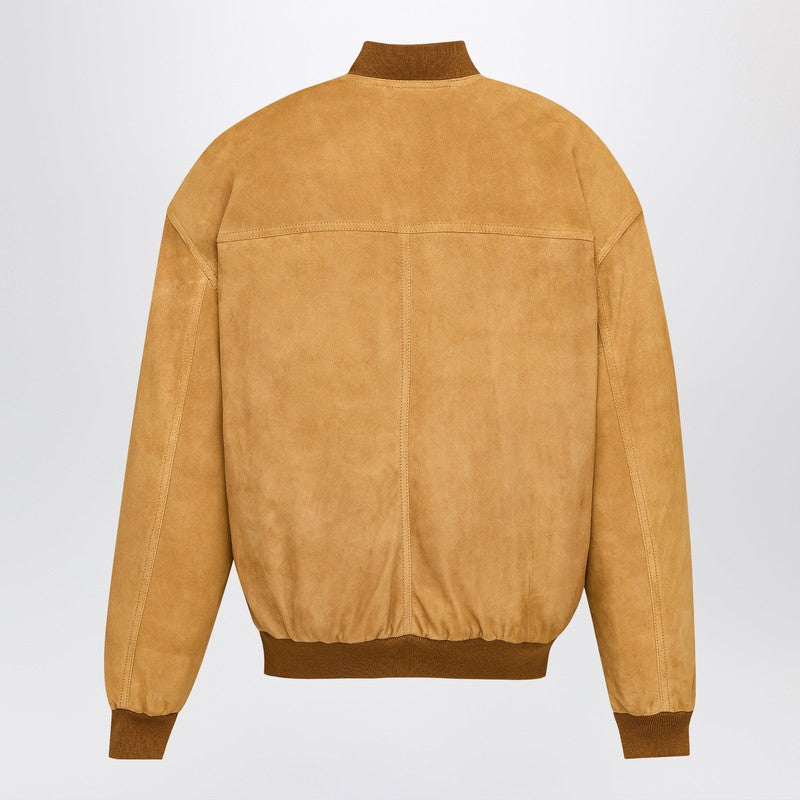 Saint Laurent Caramel Suede Bomber Jacket Men SAINT LAURENT