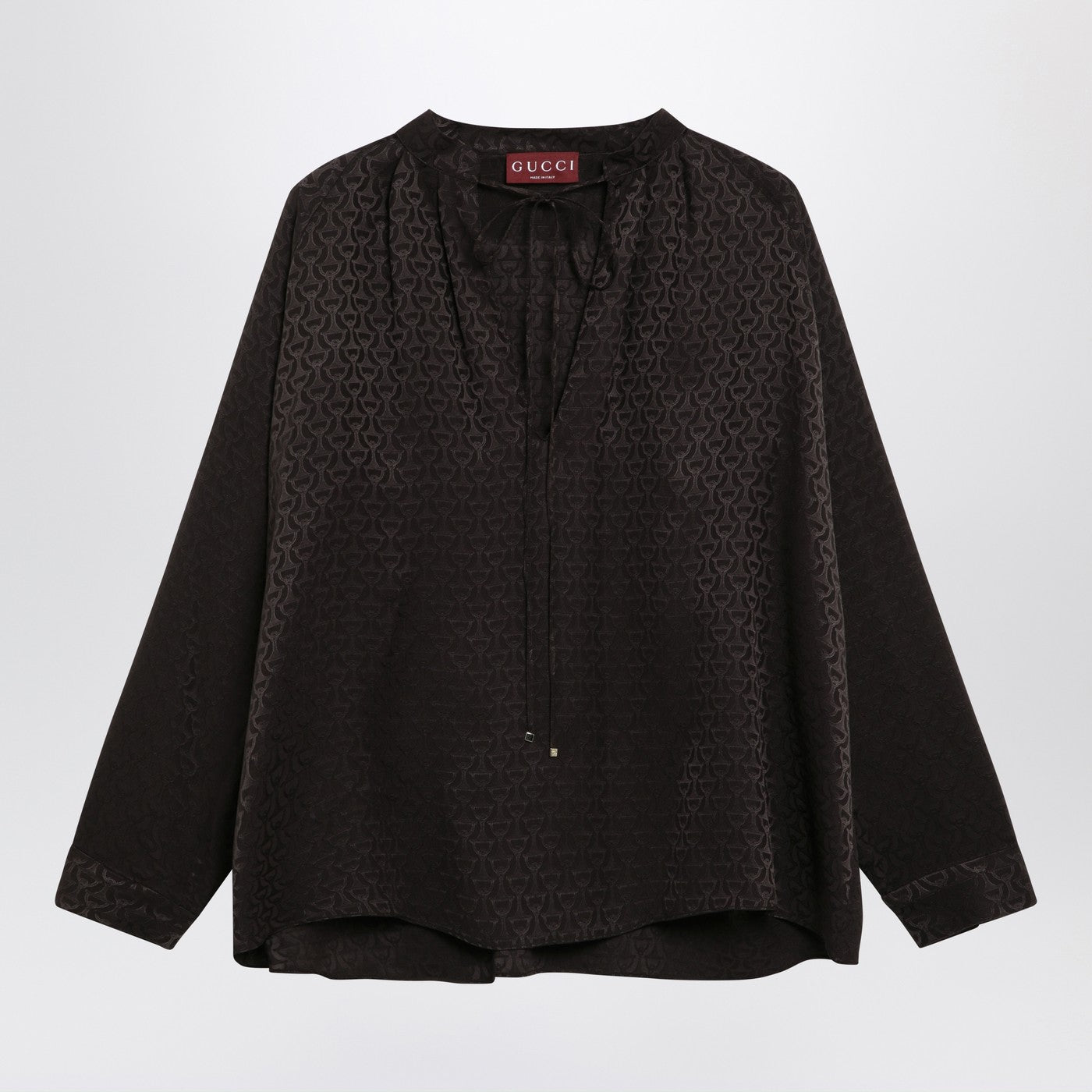 Gucci Brown Jacquard Silk Shirt With Clamps Women GUCCI