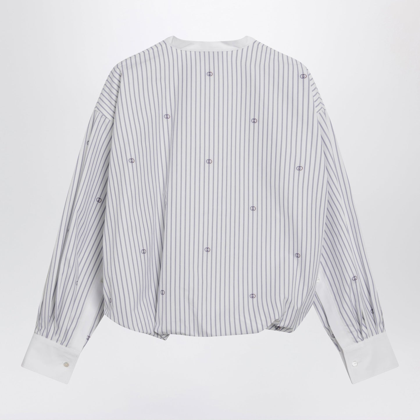 Gucci Purple Striped Cotton Blouse With Gg Embroidery Women GUCCI