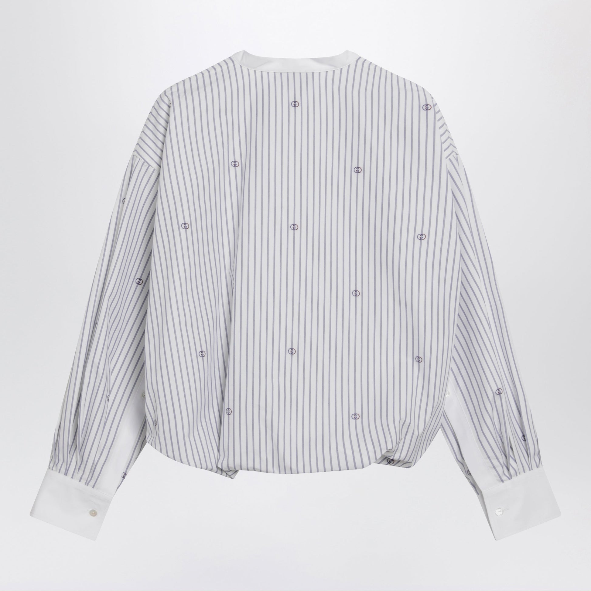 Gucci Purple Striped Cotton Blouse With Gg Embroidery Women GUCCI