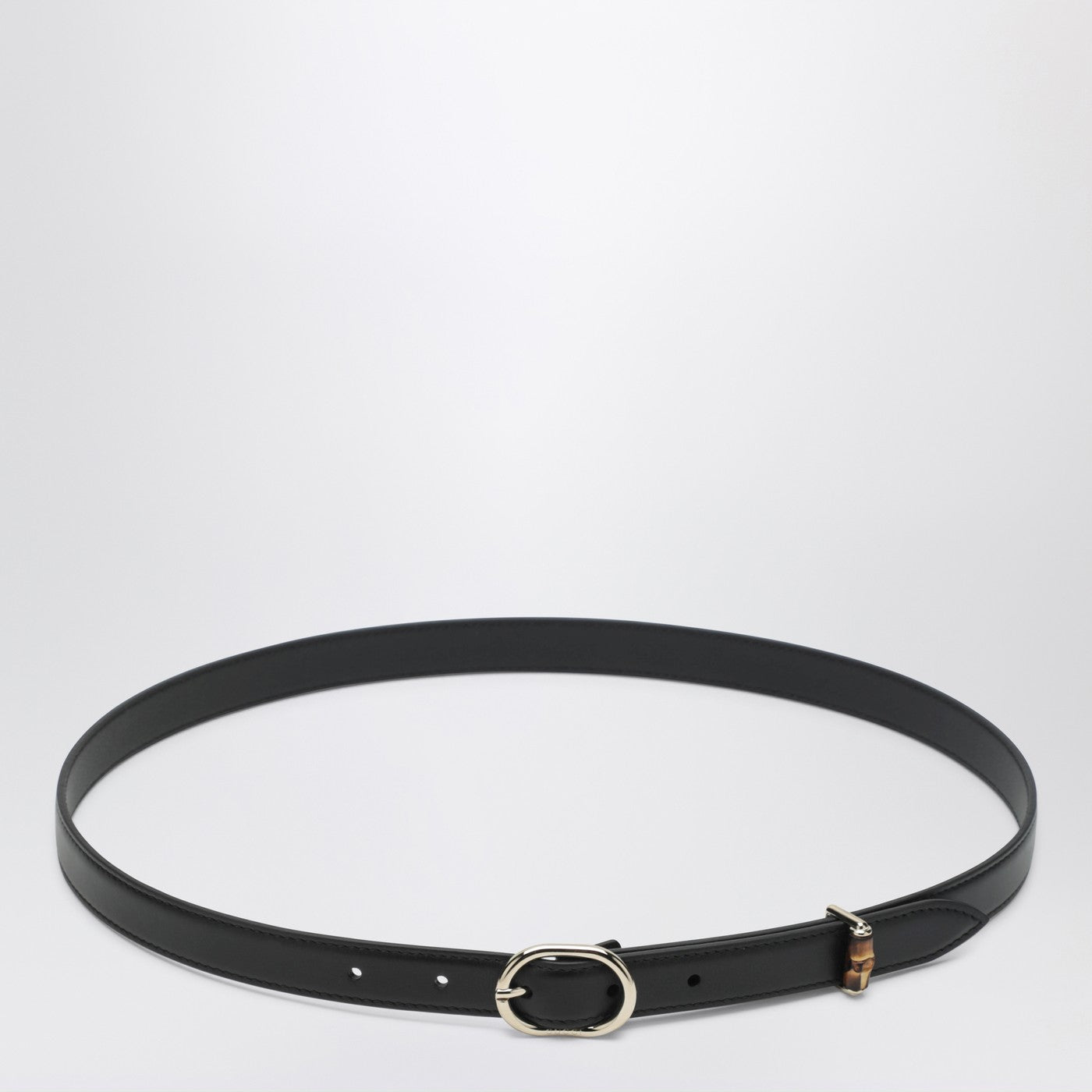 Gucci Thin Black Belt With Oval Buckle Women GUCCI