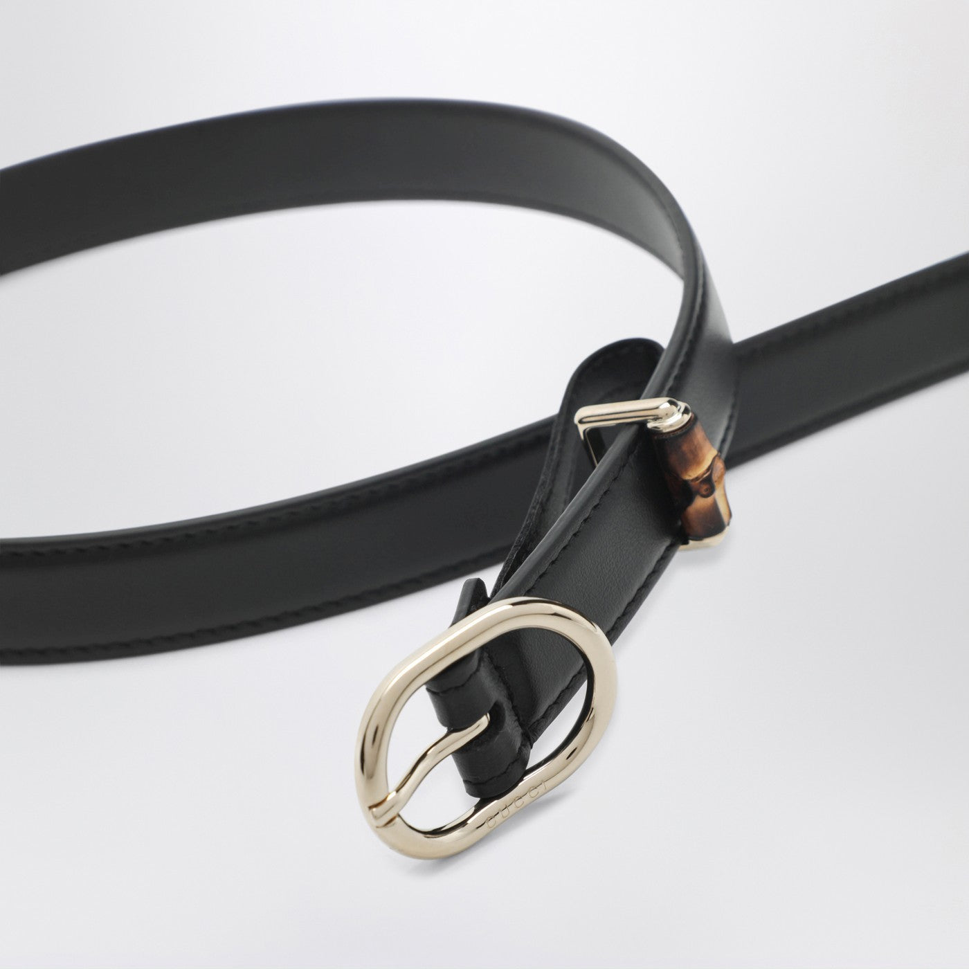 Gucci Thin Black Belt With Oval Buckle Women GUCCI
