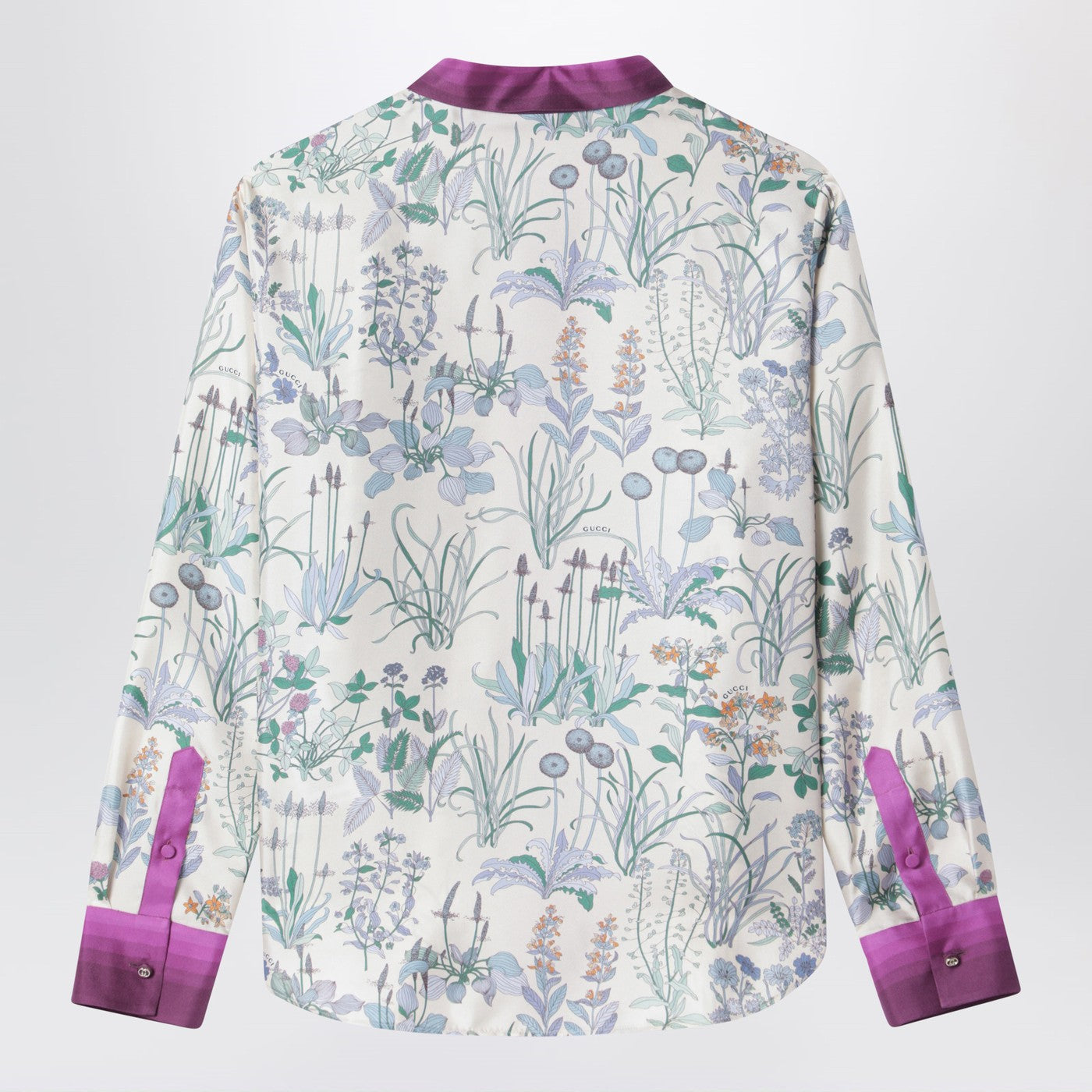 Gucci Ivory Silk Twill Shirt With Floral Print Women GUCCI