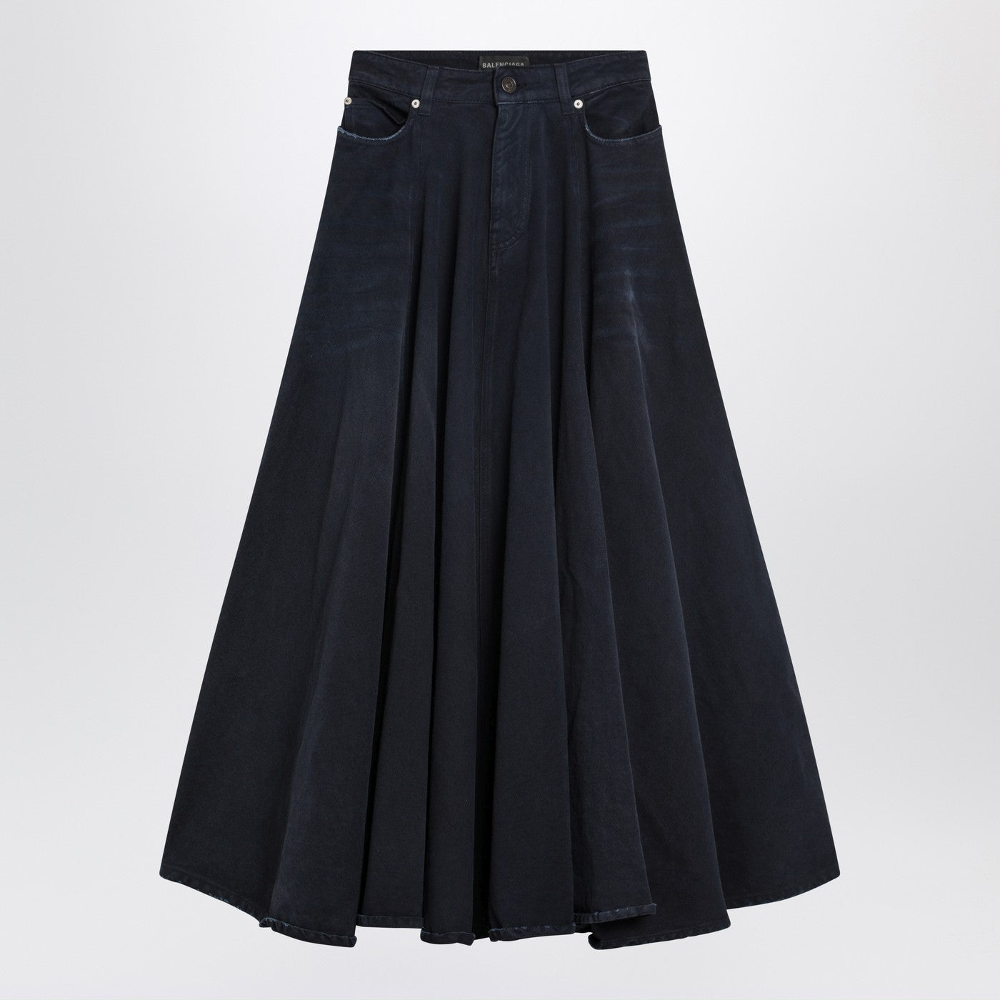 Balenciaga Navy Blue Maxi Godet Denim Skirt Women BALENCIAGA
