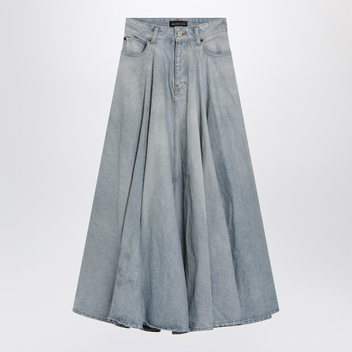 Balenciaga Light Blue Maxi Godet Denim Skirt Women BALENCIAGA