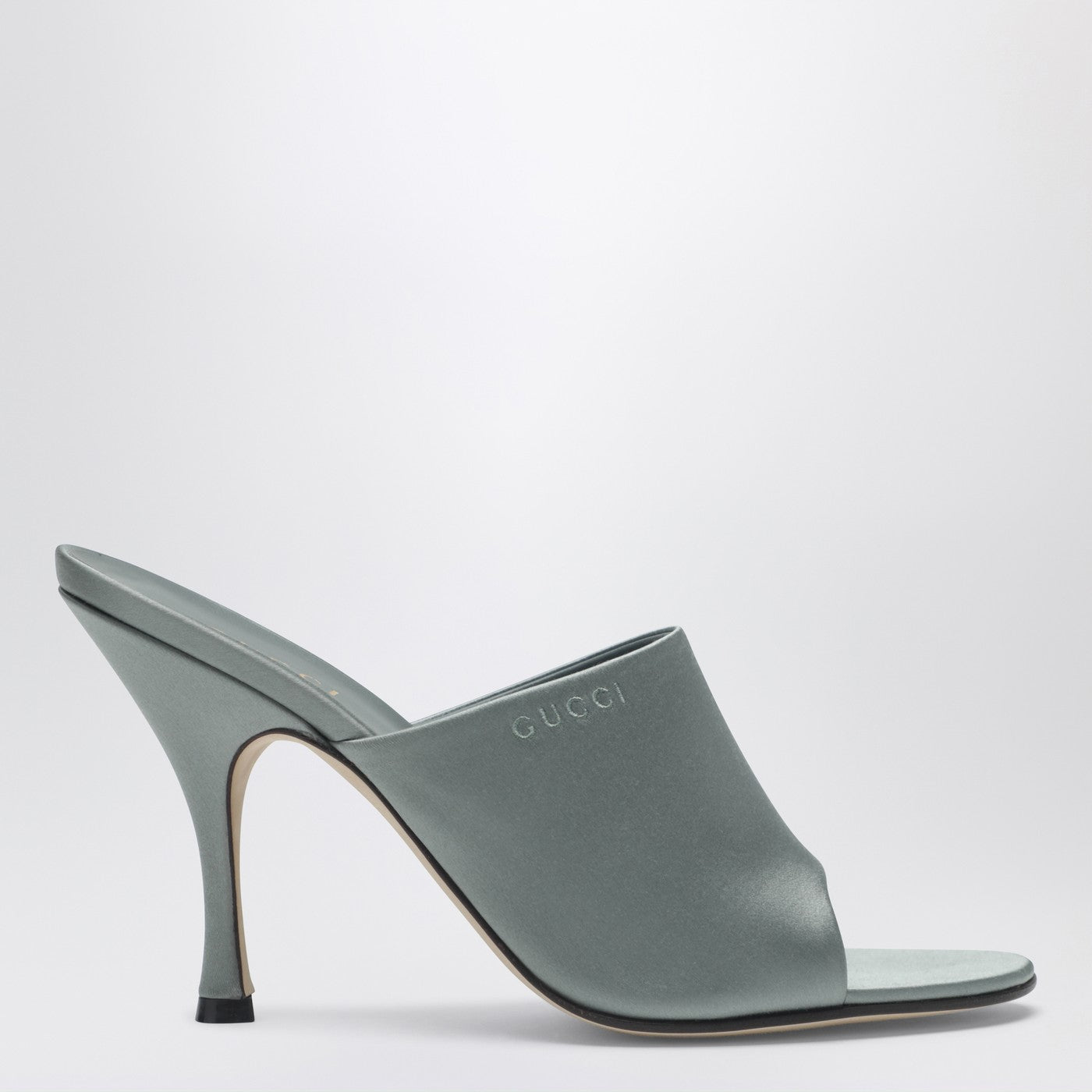 Gucci Ocean Green Satin Slider Sandal Women GUCCI