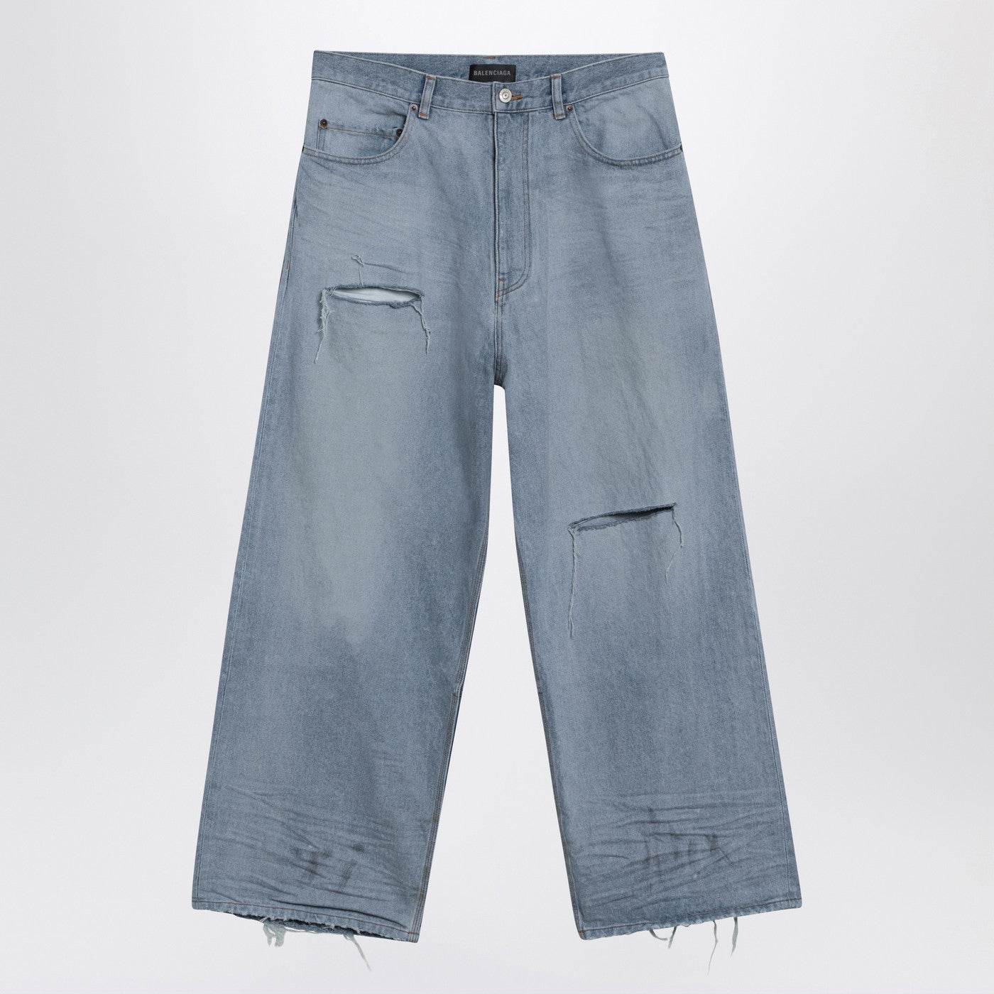 Balenciaga Light Blue Baggy Jeans With Rips Men BALENCIAGA