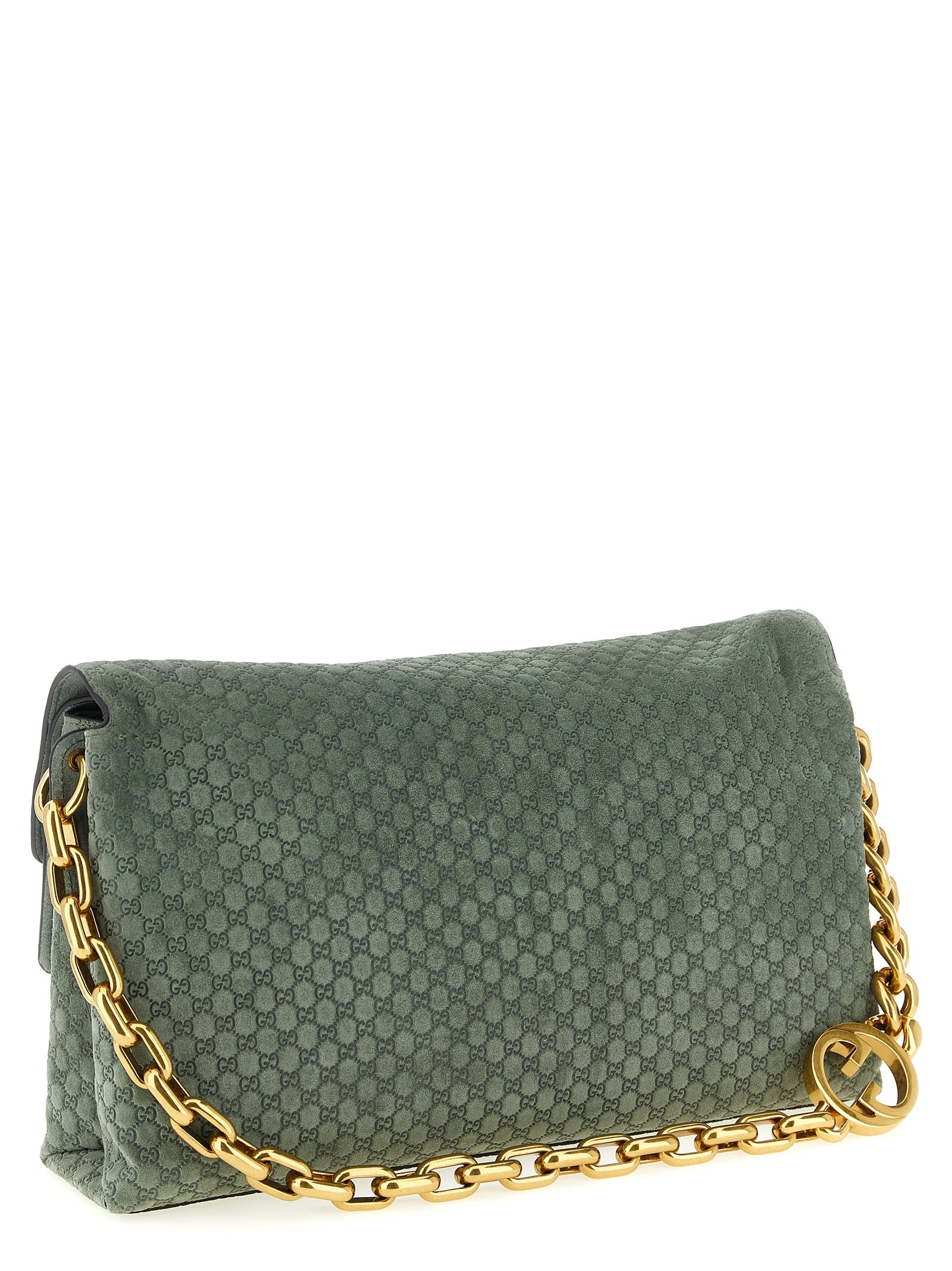 Gucci Women Gg Large Suede Shoulder Bag GUCCI