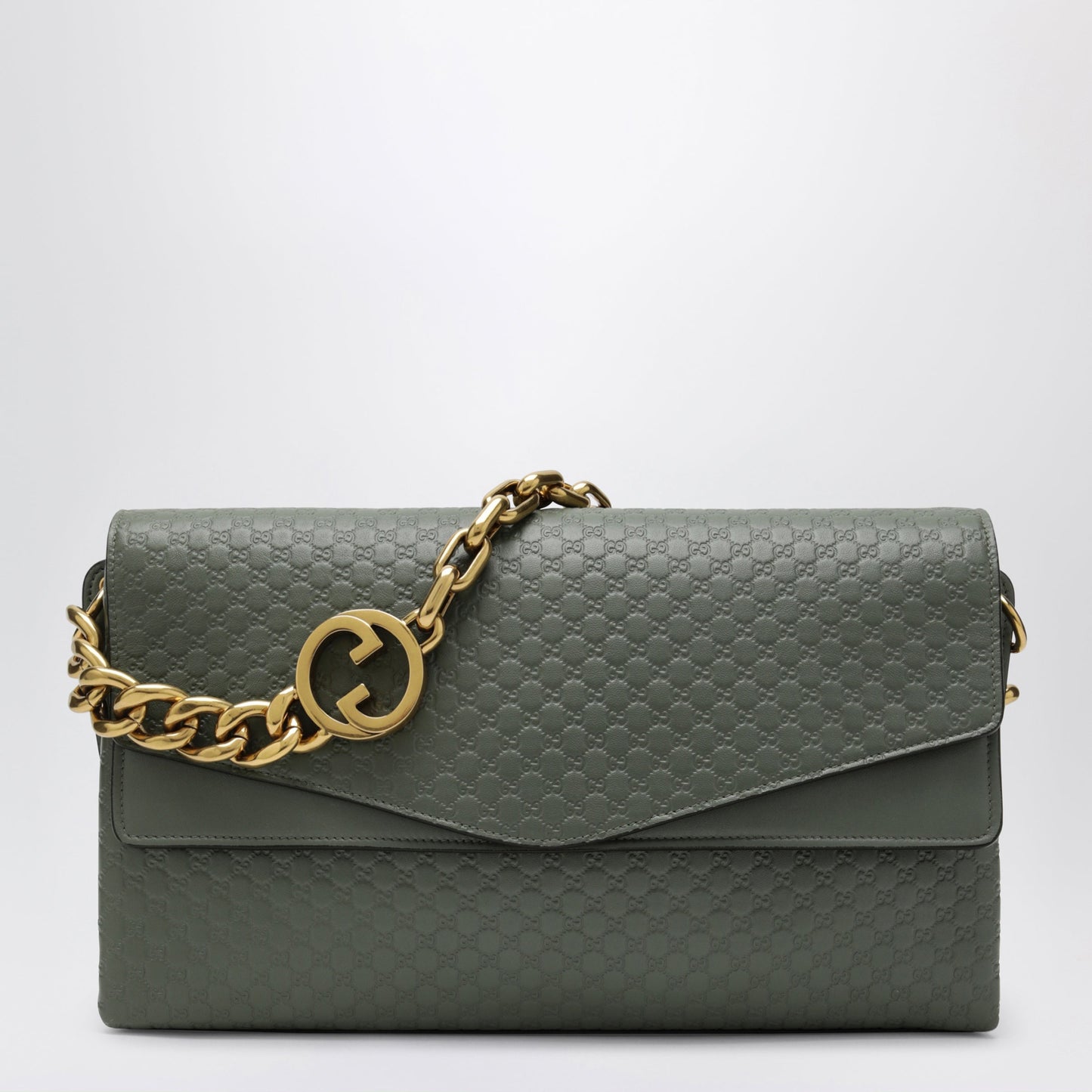 Gucci Large Chain Shoulder Bag In Sage Green Women GUCCI