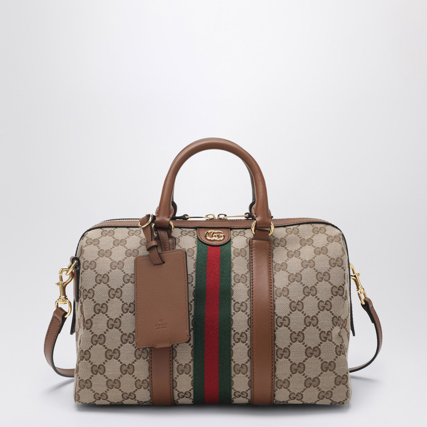 Gucci Medium Ophidia Duffle Bag In Beige And Brown Gg Fabric Women GUCCI