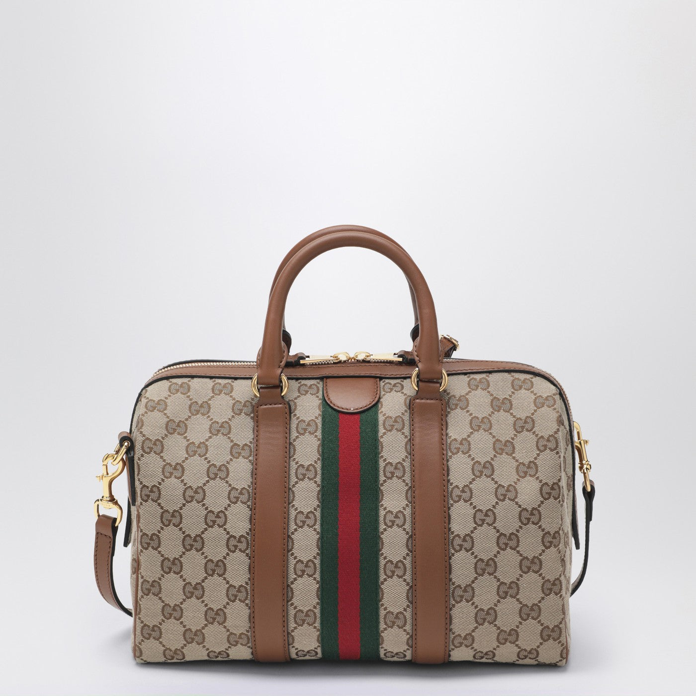 Gucci Medium Ophidia Duffle Bag In Beige And Brown Gg Fabric Women GUCCI