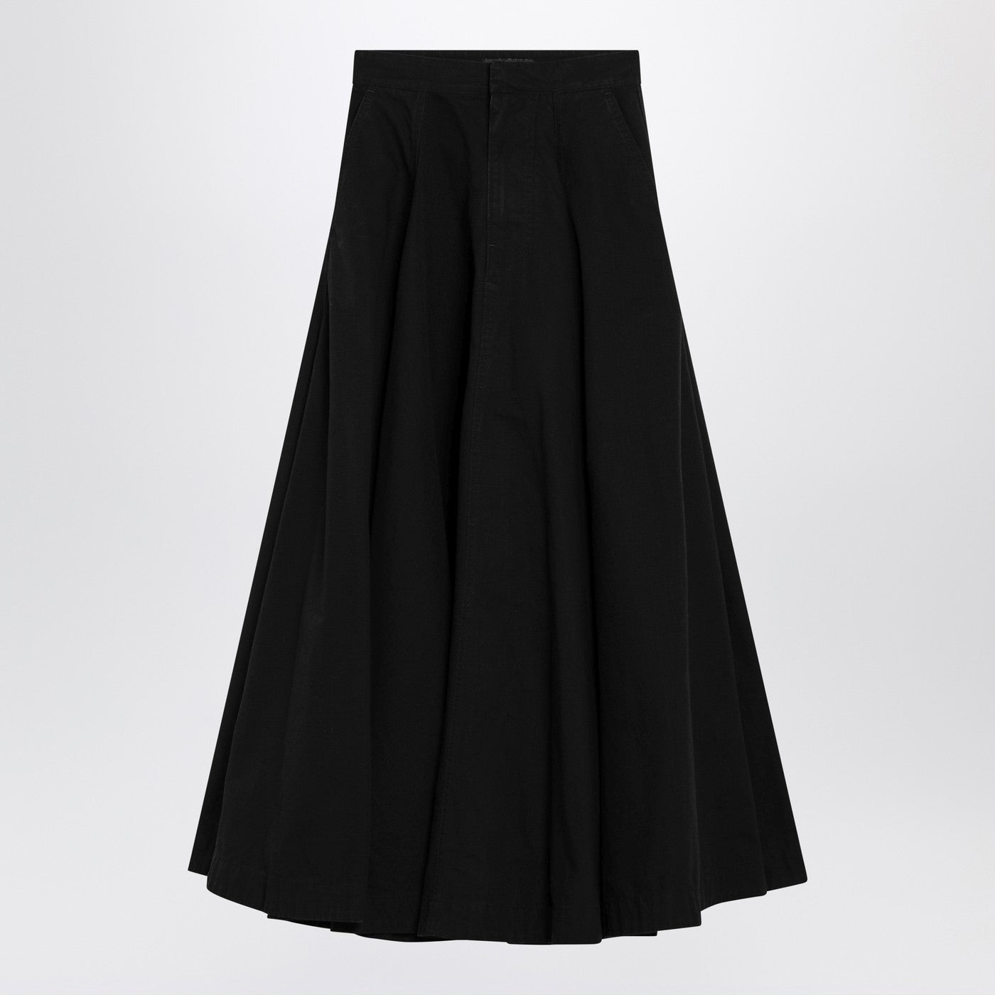 Balenciaga Black Cotton Ripstop Godet Maxi Skirt Women BALENCIAGA