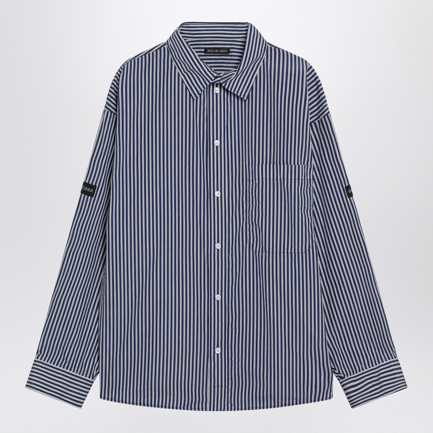 Balenciaga Oversize Navy Blue And White Striped Shirt Men BALENCIAGA