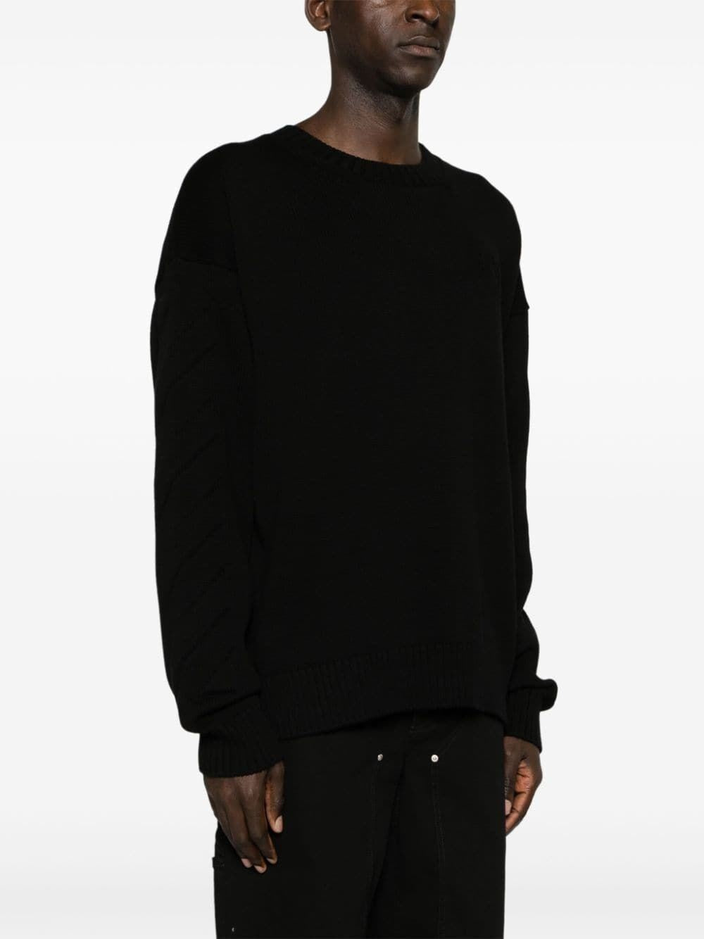 Off White Men `3D Diag` Knit Crew-Neck Sweater OFF-WHITE