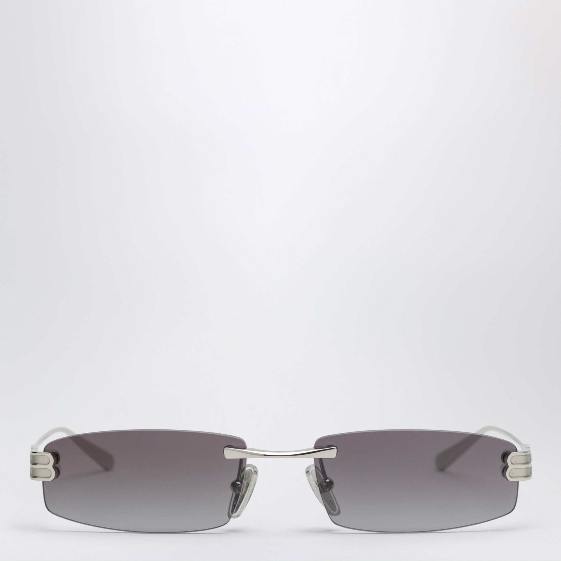 Balenciaga Gossip Rectangular Silver/Gradient Grey Sunglasses Women BALENCIAGA