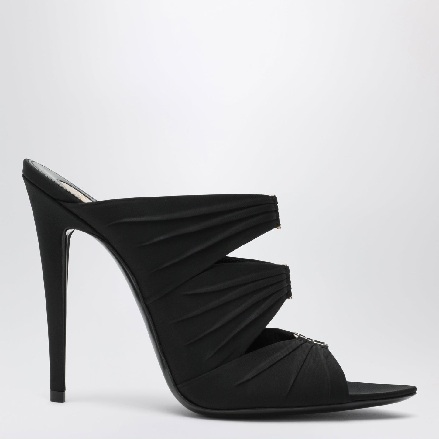 Saint Laurent Black Emilie Mules In Crãªpe Satin Women SAINT LAURENT