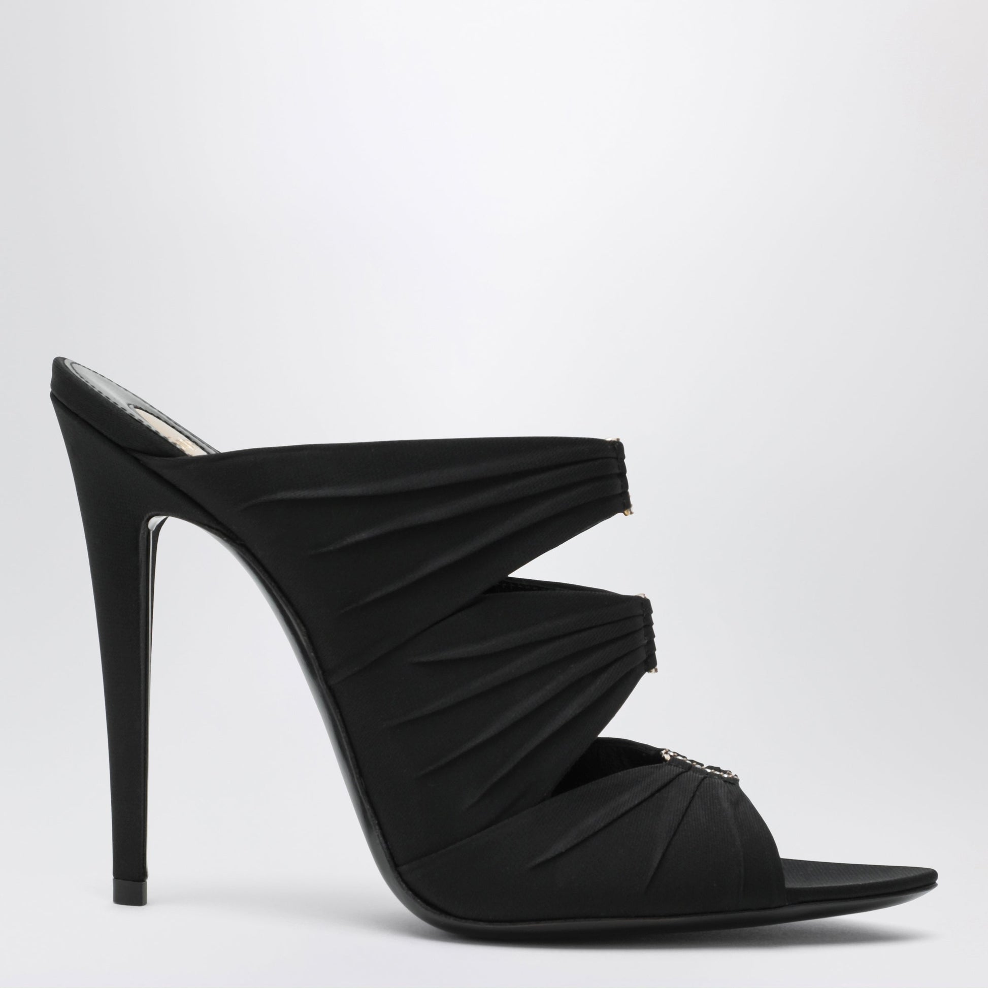 Saint Laurent Black Emilie Mules In Crãªpe Satin Women SAINT LAURENT
