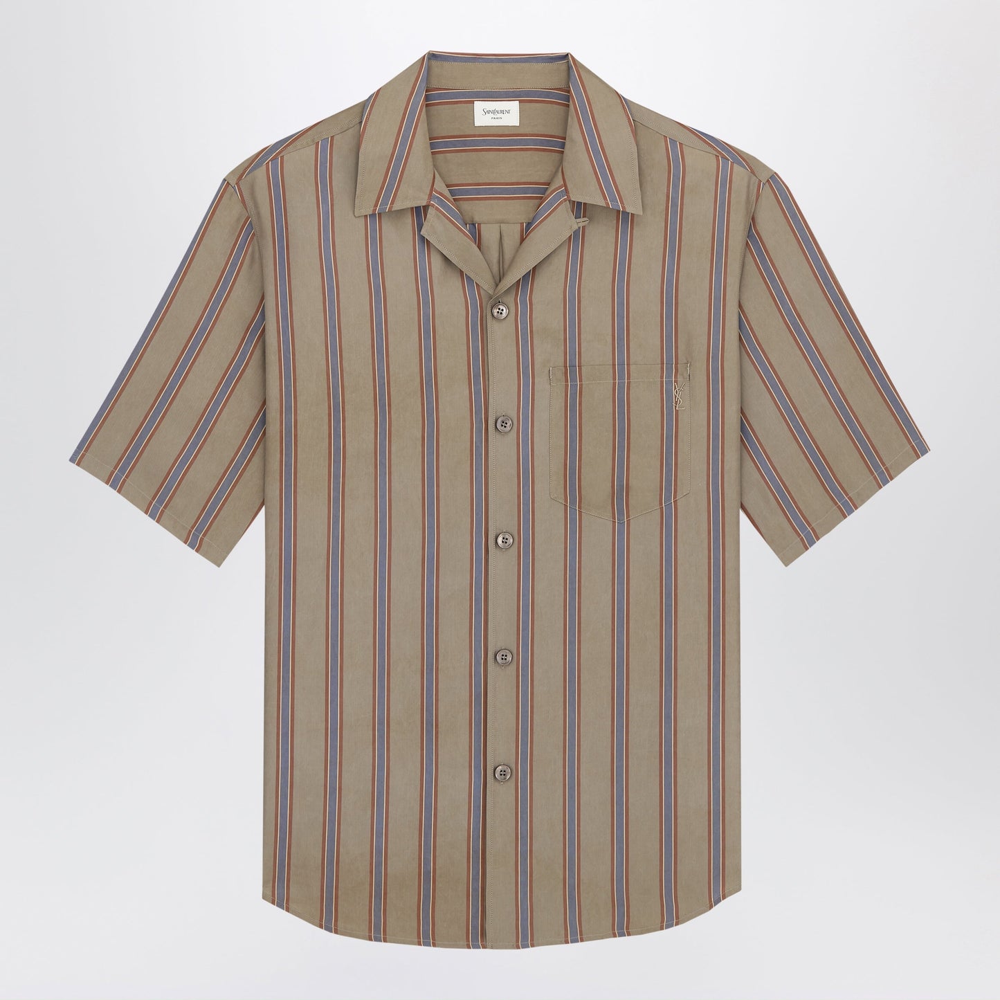 Saint Laurent Boxy Short-Sleeve Button-Up Cupro Shirt, Brown Men SAINT LAURENT