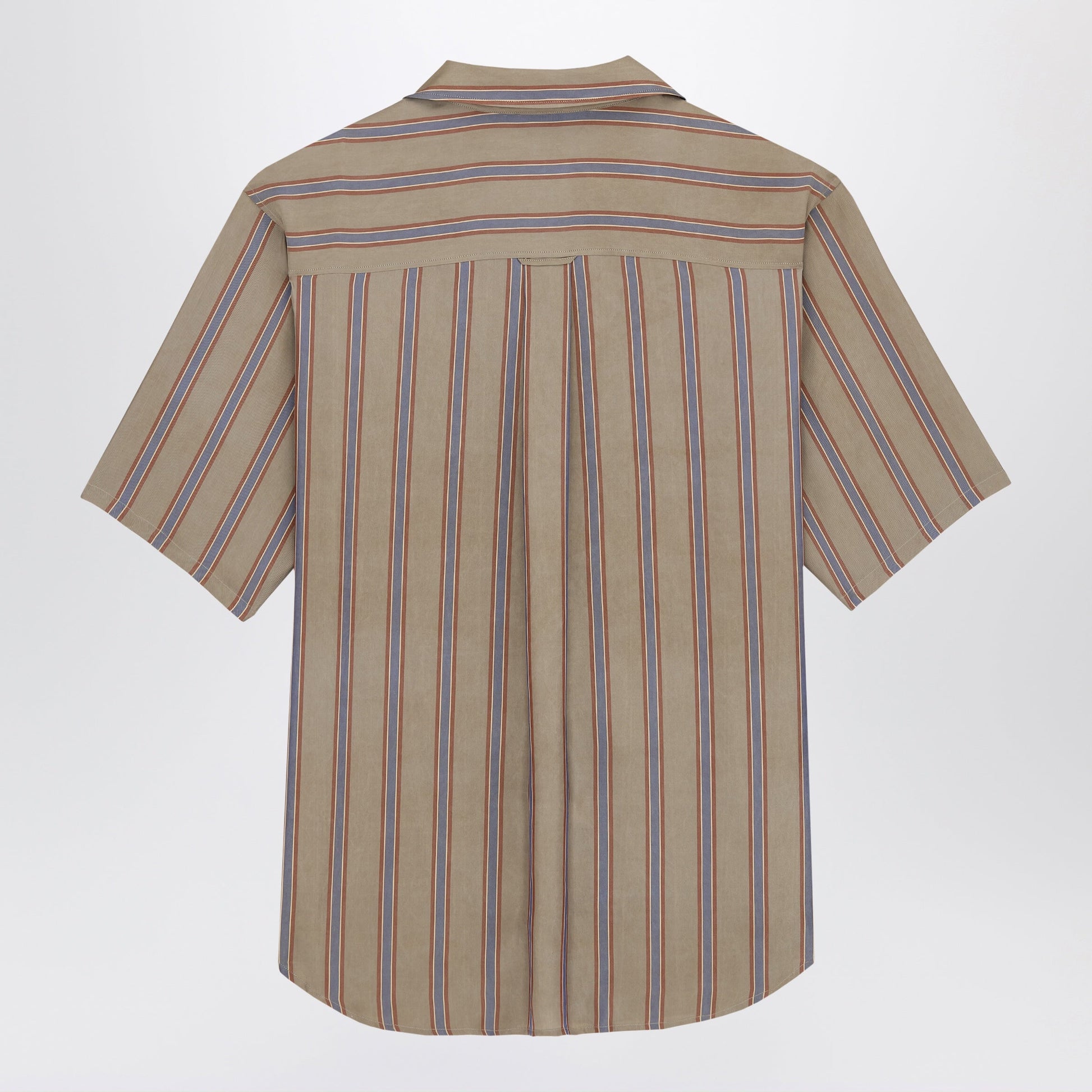 Saint Laurent Boxy Short-Sleeve Button-Up Cupro Shirt, Brown Men SAINT LAURENT