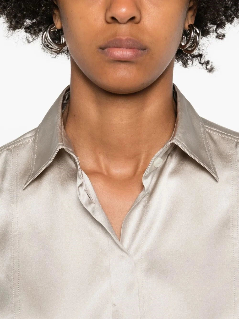 Brunello Cucinelli Women Satin Shirt With Monili BRUNELLO CUCINELLI