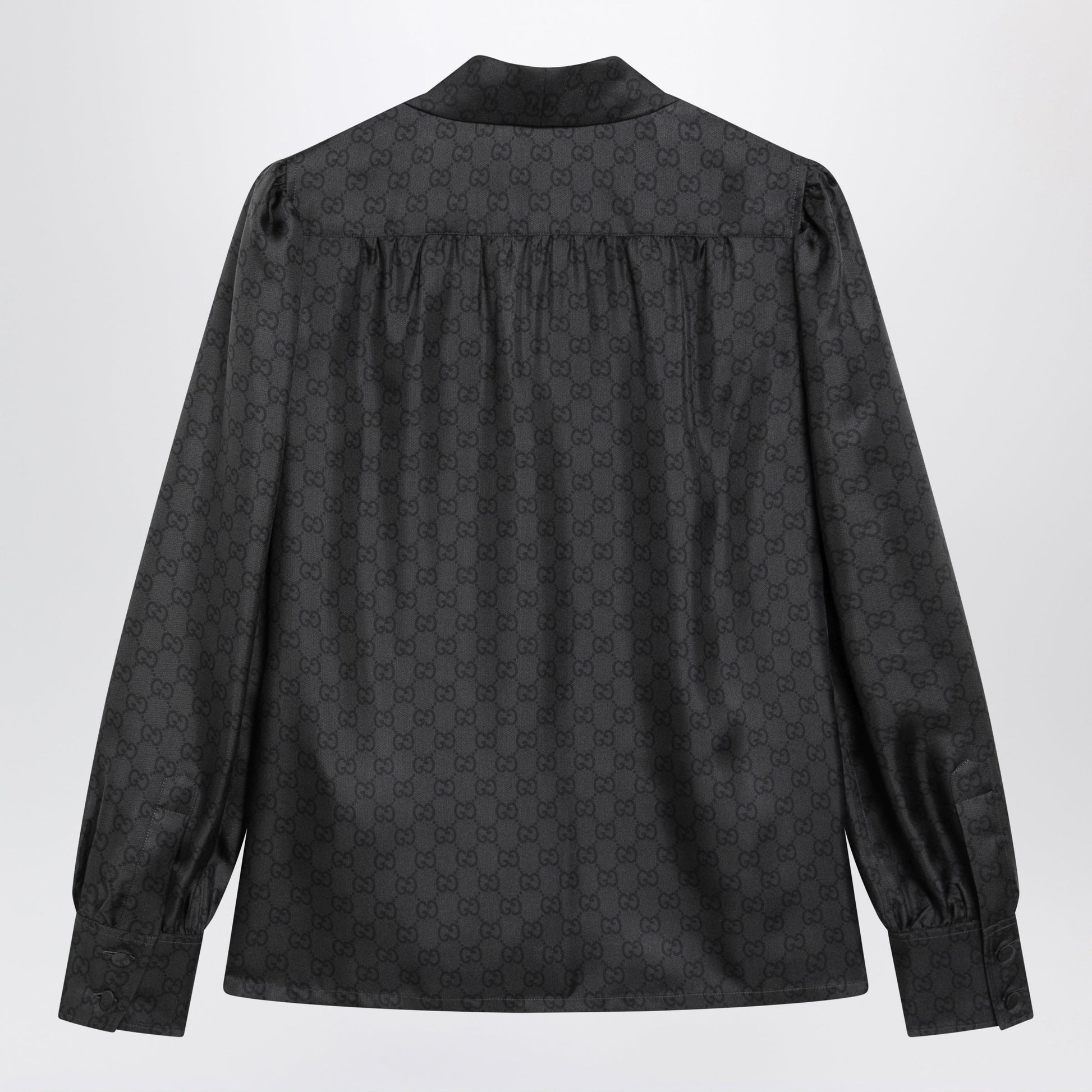 Gucci Black Silk Twill Shirt With Gg Print Women GUCCI