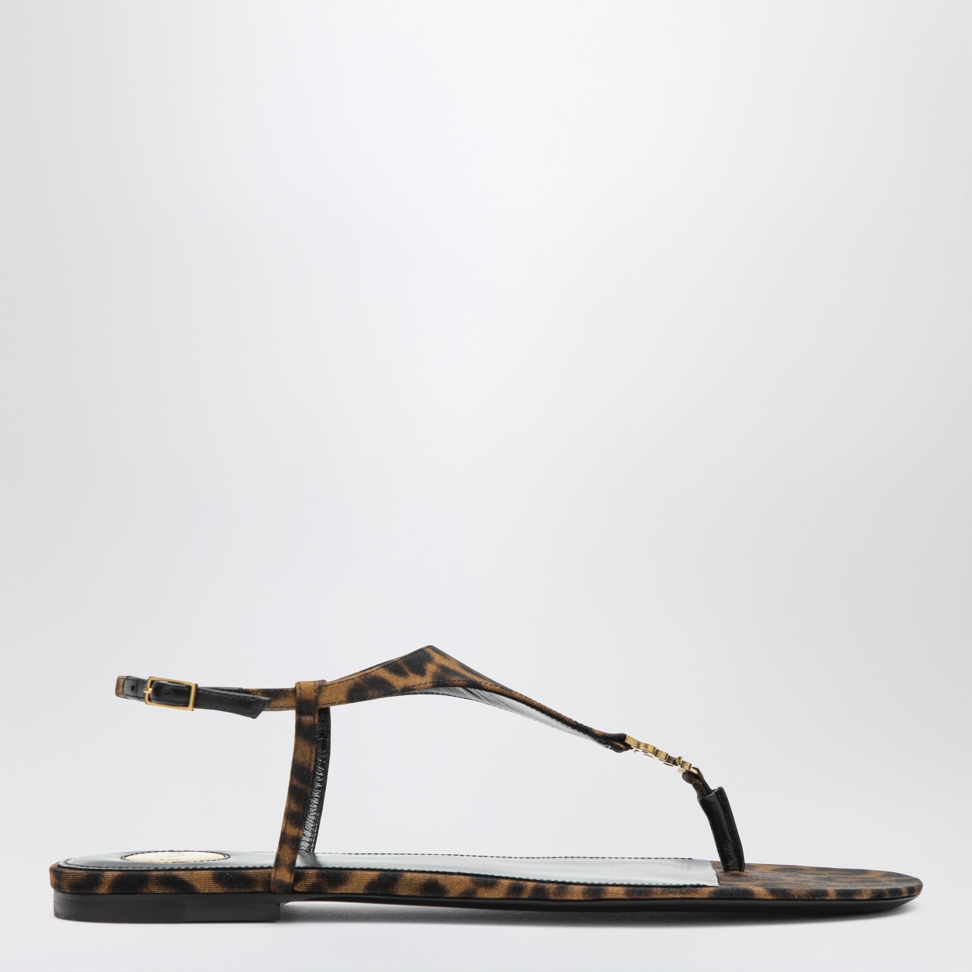 Saint Laurent Cassandre Sandals In Leopard-Print Grosgrain Women SAINT LAURENT