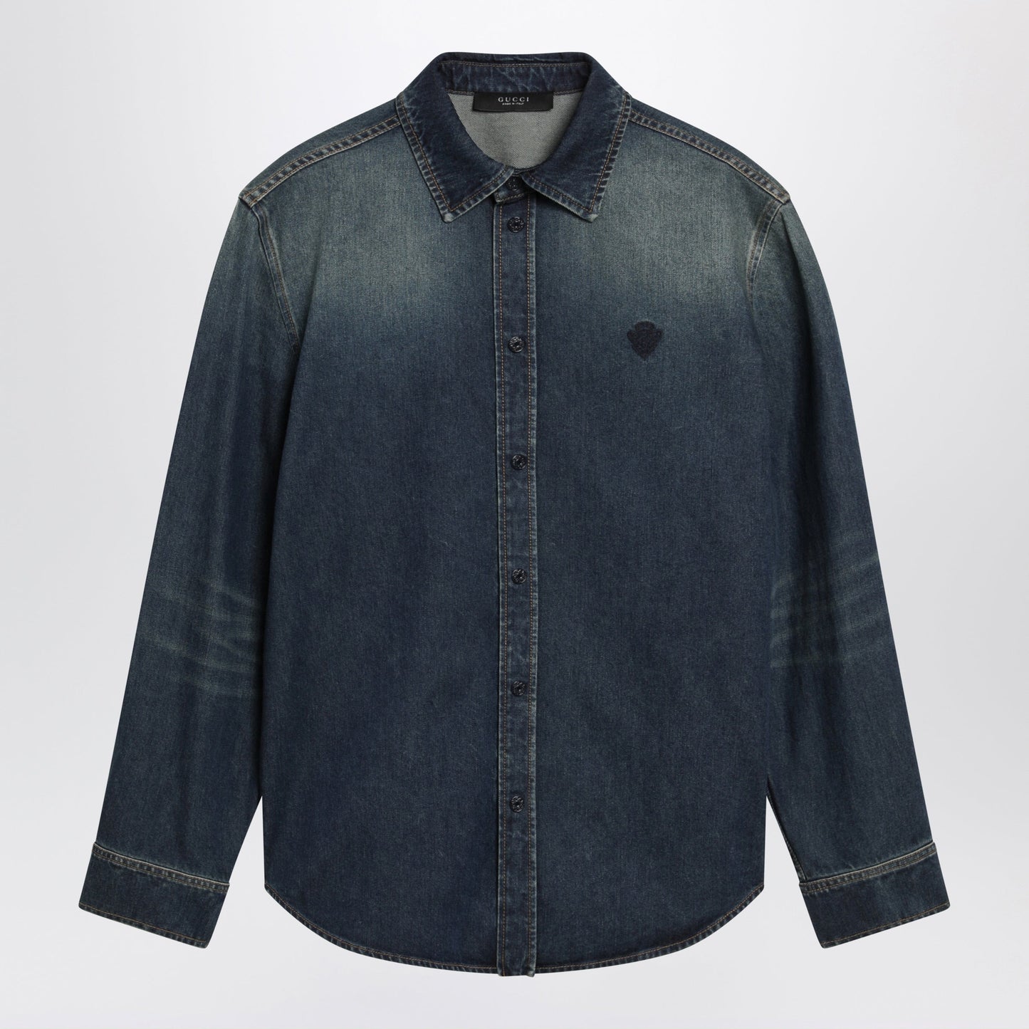 Gucci Blue Denim Shirt With Washed Effect Men GUCCI
