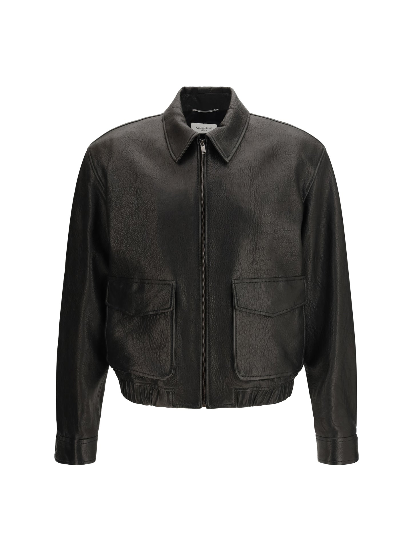 Saint Laurent Men Short Lamb Leather Jacket With Pointed Collar SAINT LAURENT