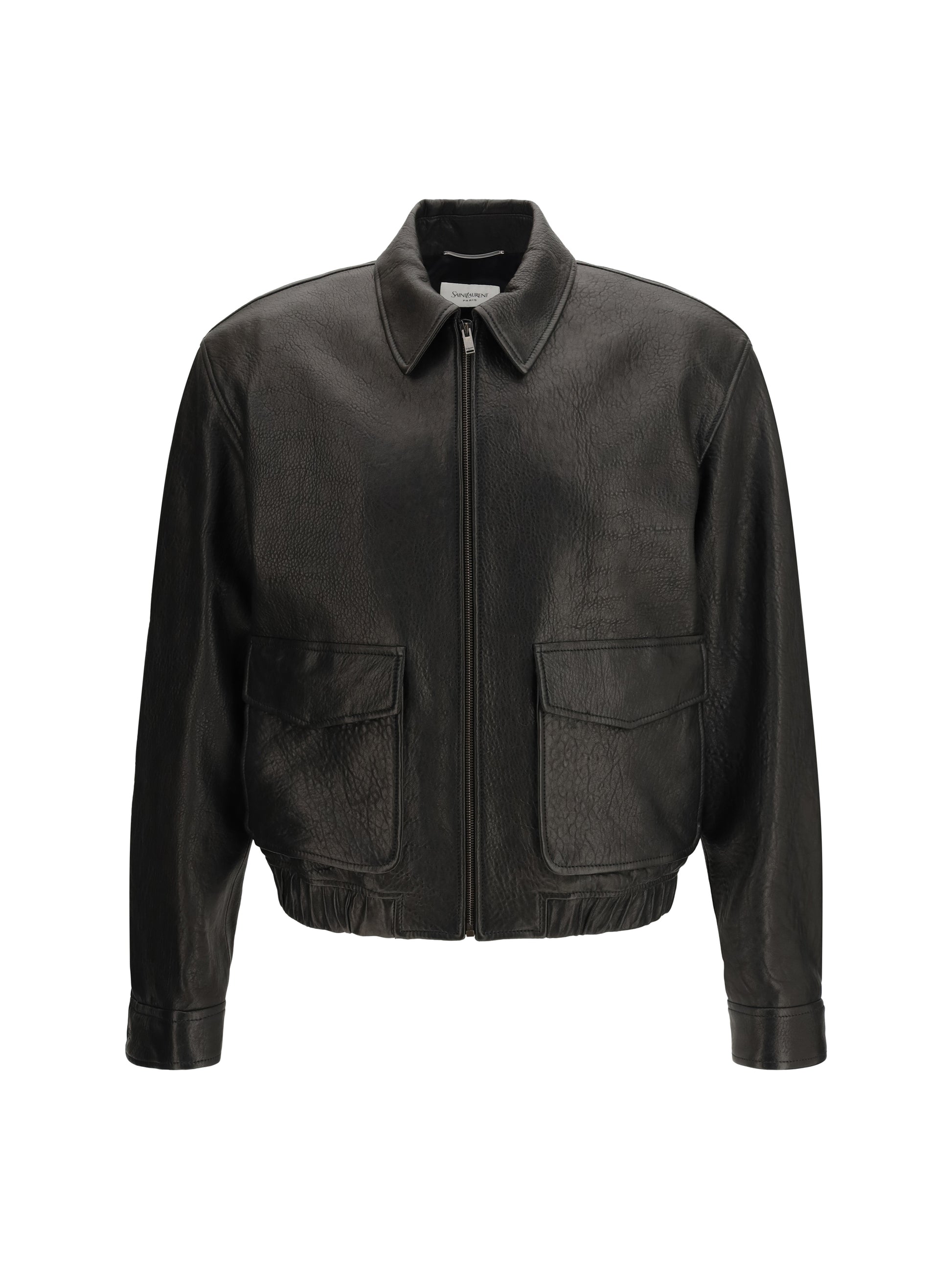 Saint Laurent Men Short Lamb Leather Jacket With Pointed Collar SAINT LAURENT