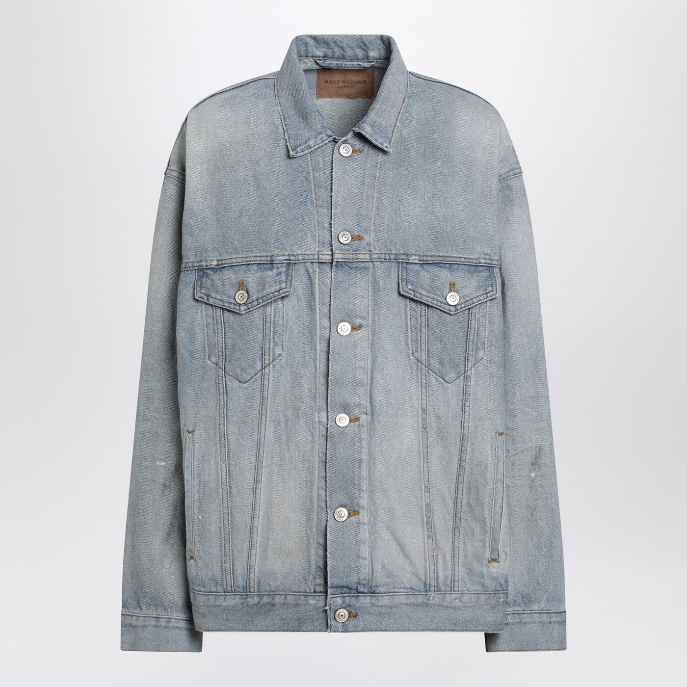 Balenciaga Light Blue Vintage-Effect Denim Jacket Women BALENCIAGA