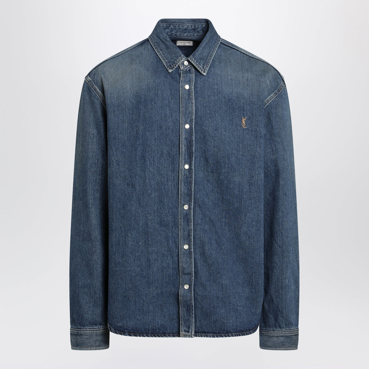 Saint Laurent Blue Cassandre Denim Shirt Men SAINT LAURENT