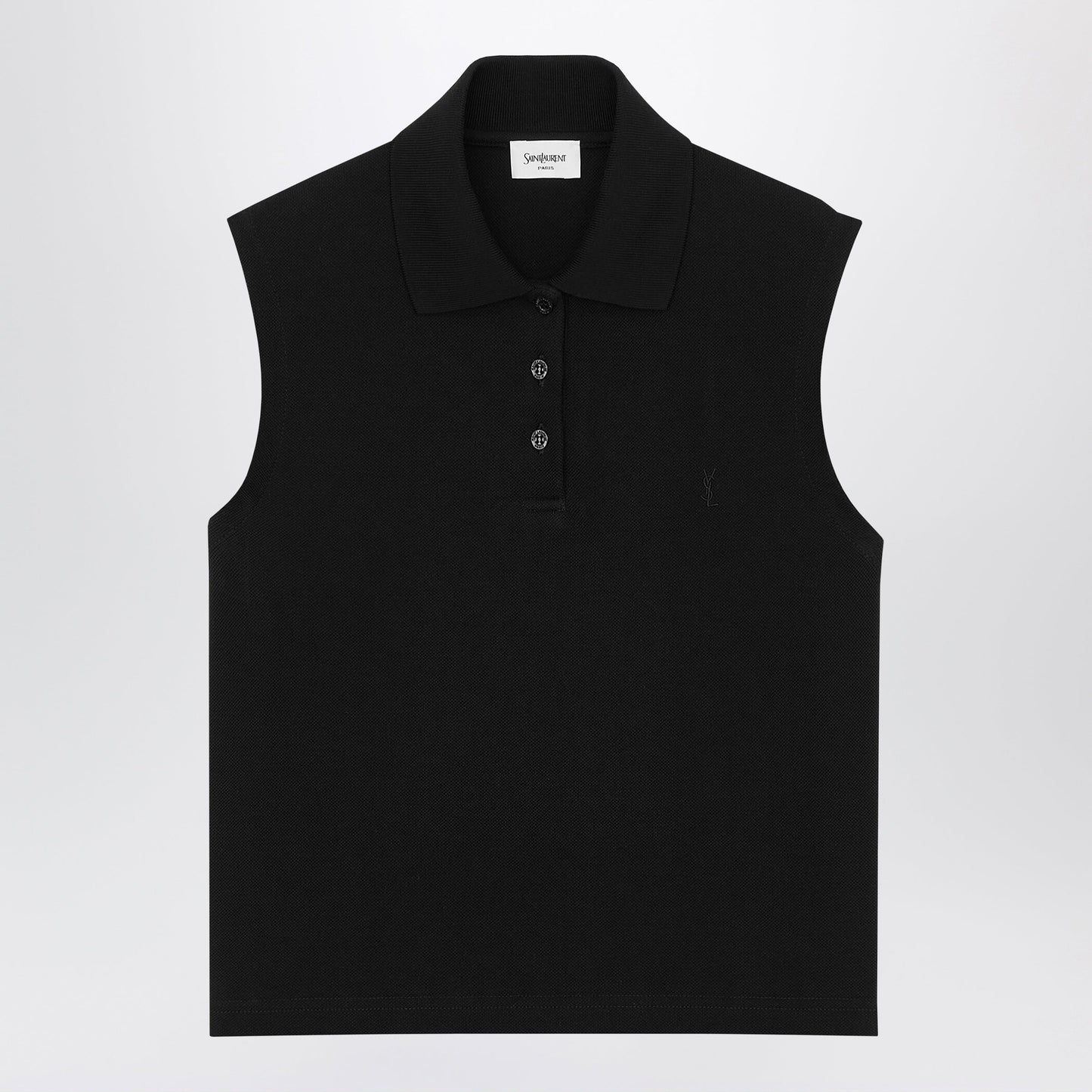 Saint Laurent Black Sleeveless Polo With Cassandre Logo Women SAINT LAURENT