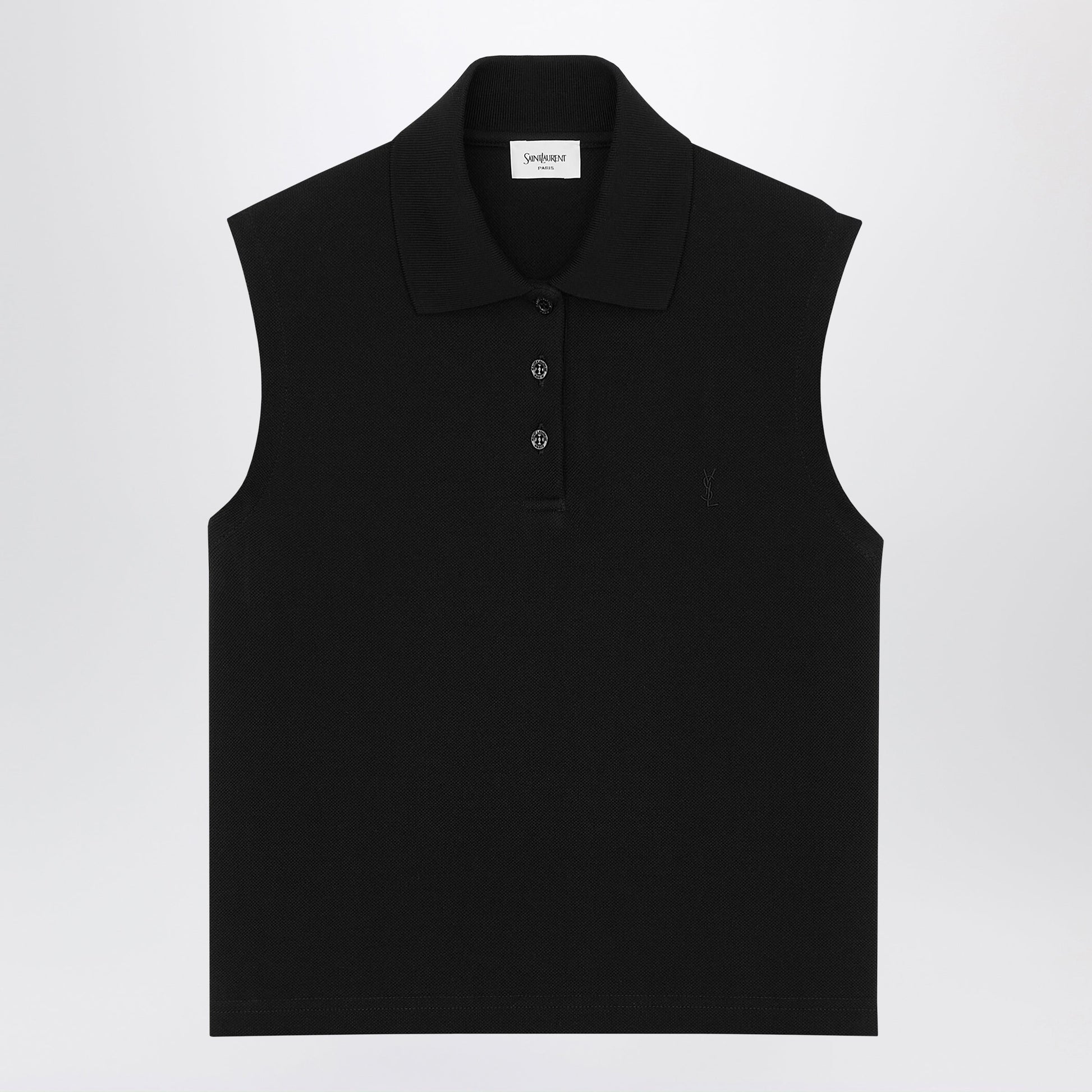 Saint Laurent Black Sleeveless Polo With Cassandre Logo Women SAINT LAURENT