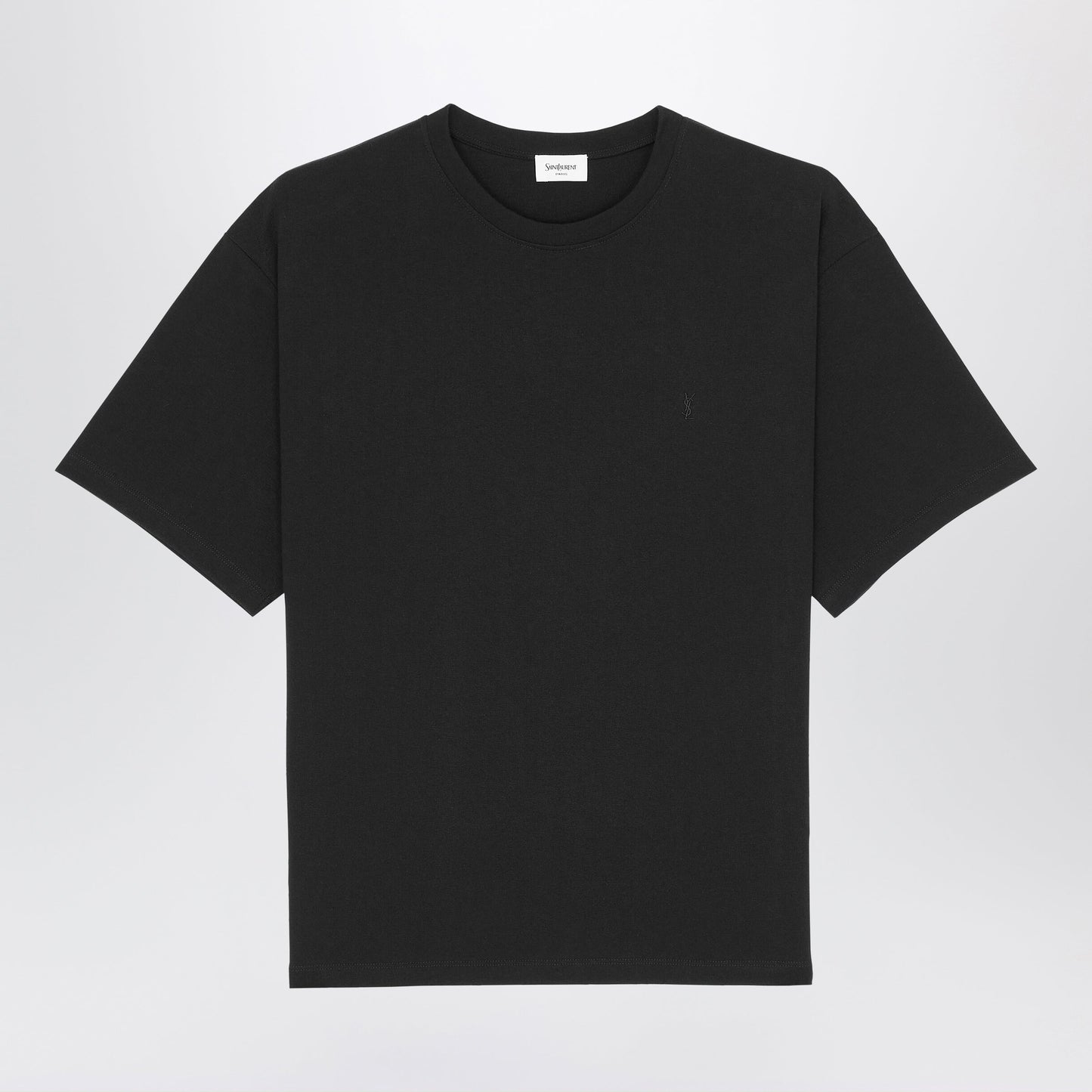 Saint Laurent Black Oversized Cotton T-Shirt With Cassandre Logo Men SAINT LAURENT