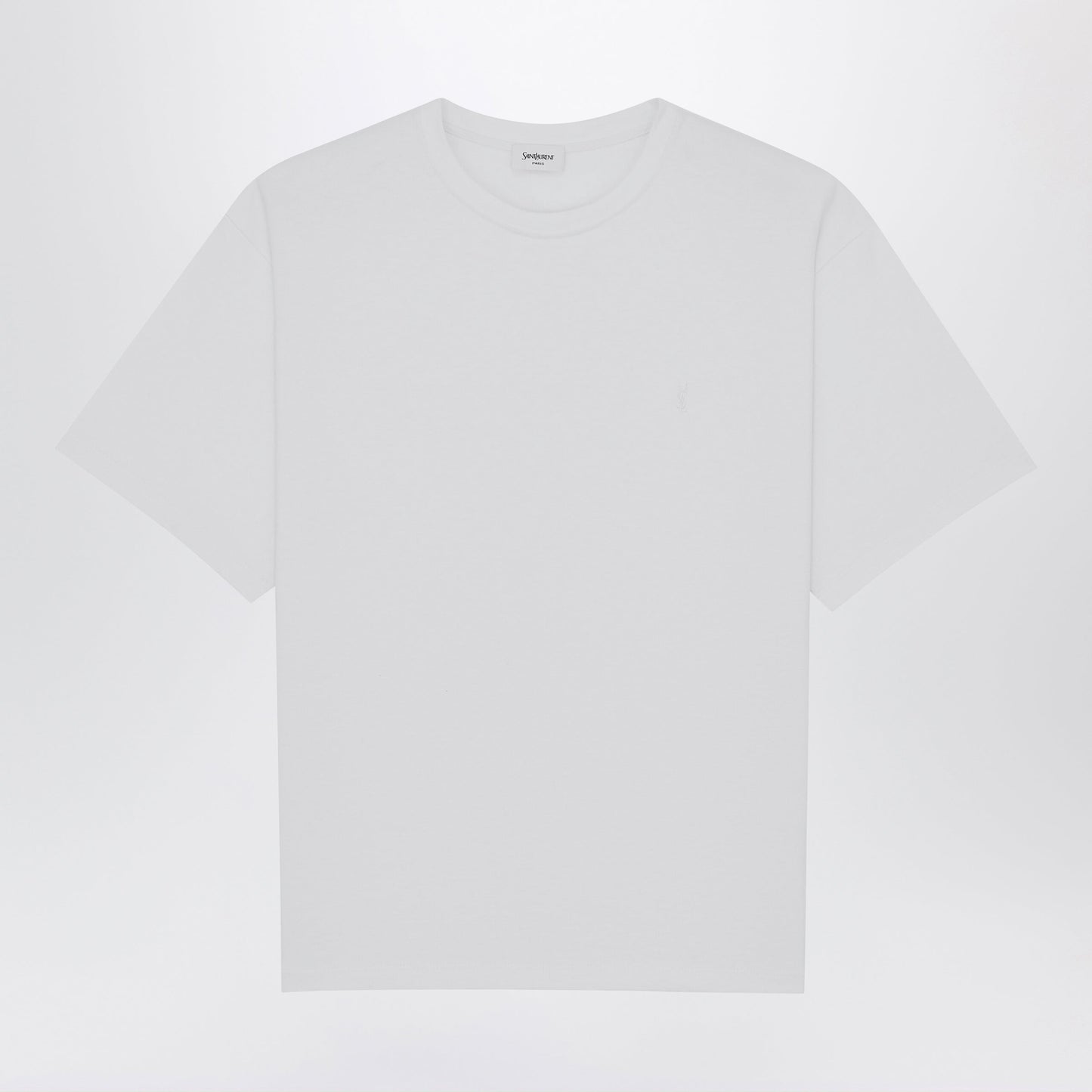 Saint Laurent White Oversized Cotton T-Shirt With Cassandre Logo Men SAINT LAURENT