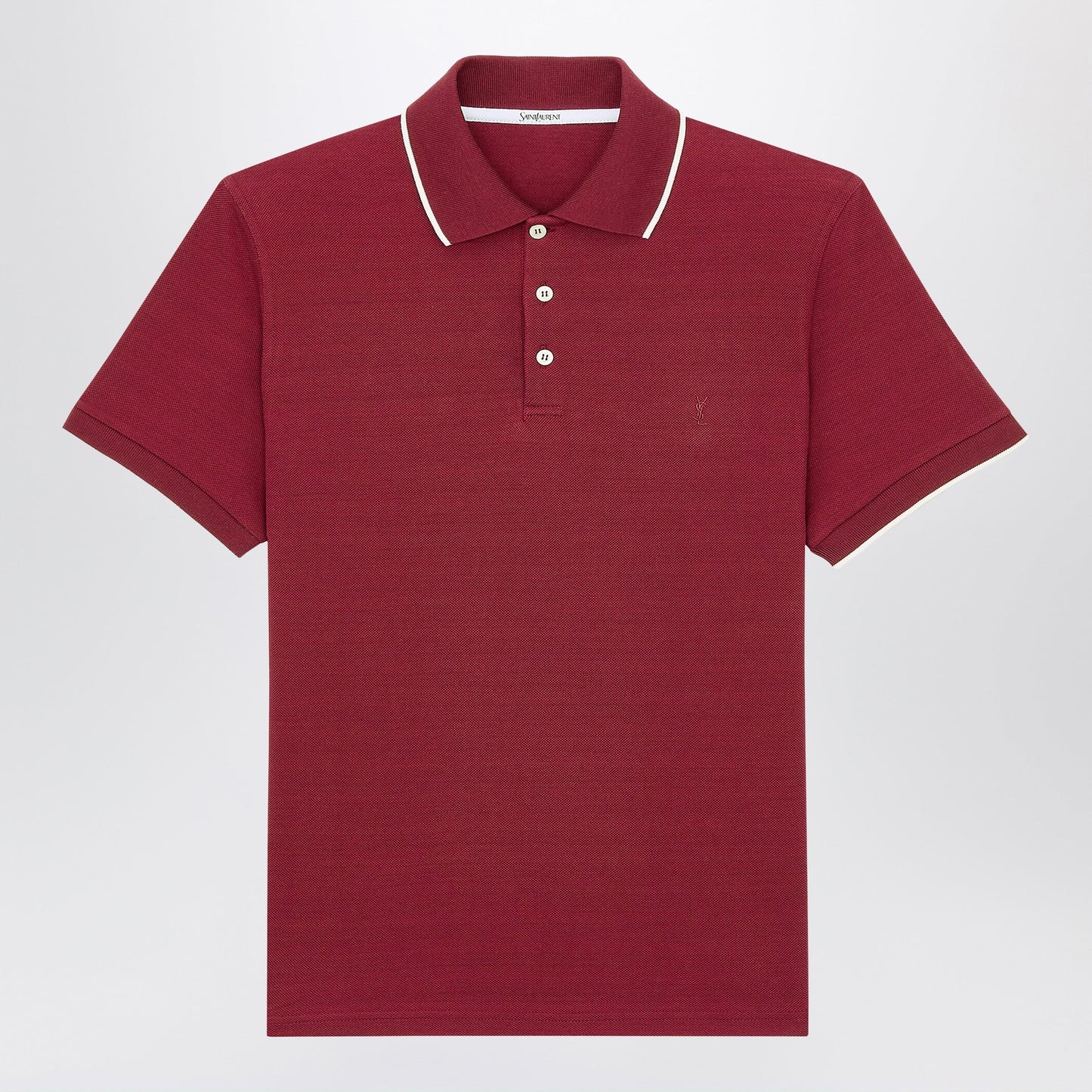 Saint Laurent Bordeaux Cassandre Polo In Cotton Pique Men SAINT LAURENT