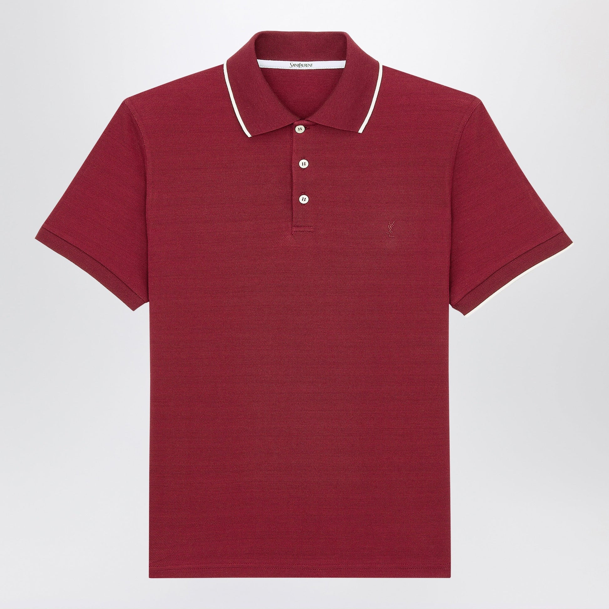 Saint Laurent Bordeaux Cassandre Polo In Cotton Pique Men SAINT LAURENT