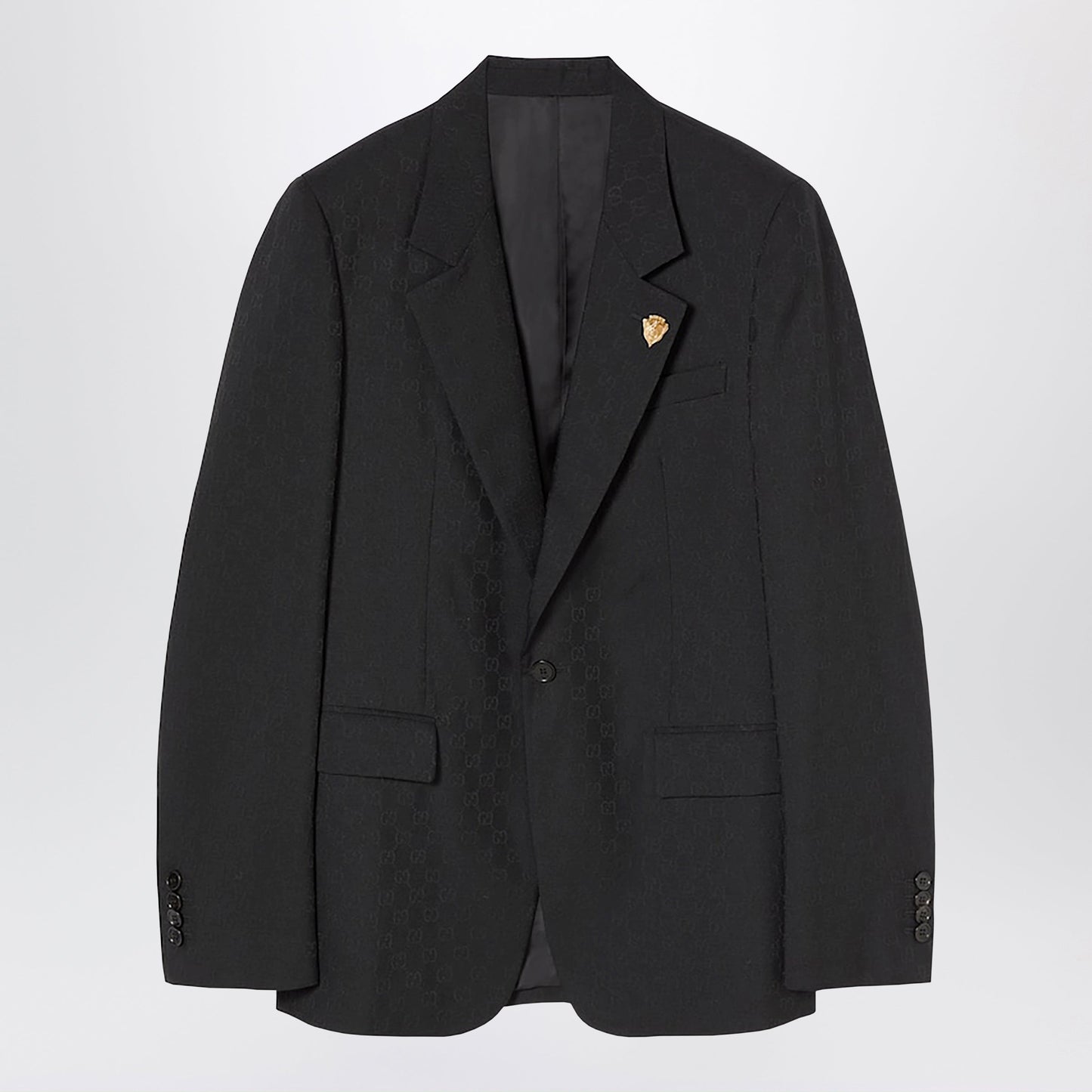 Gucci Black Single-Breasted Gg Wool Jacket Men GUCCI