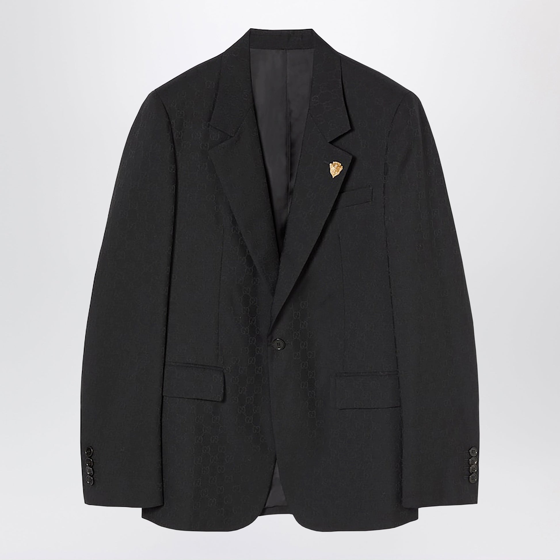 Gucci Black Single-Breasted Gg Wool Jacket Men GUCCI