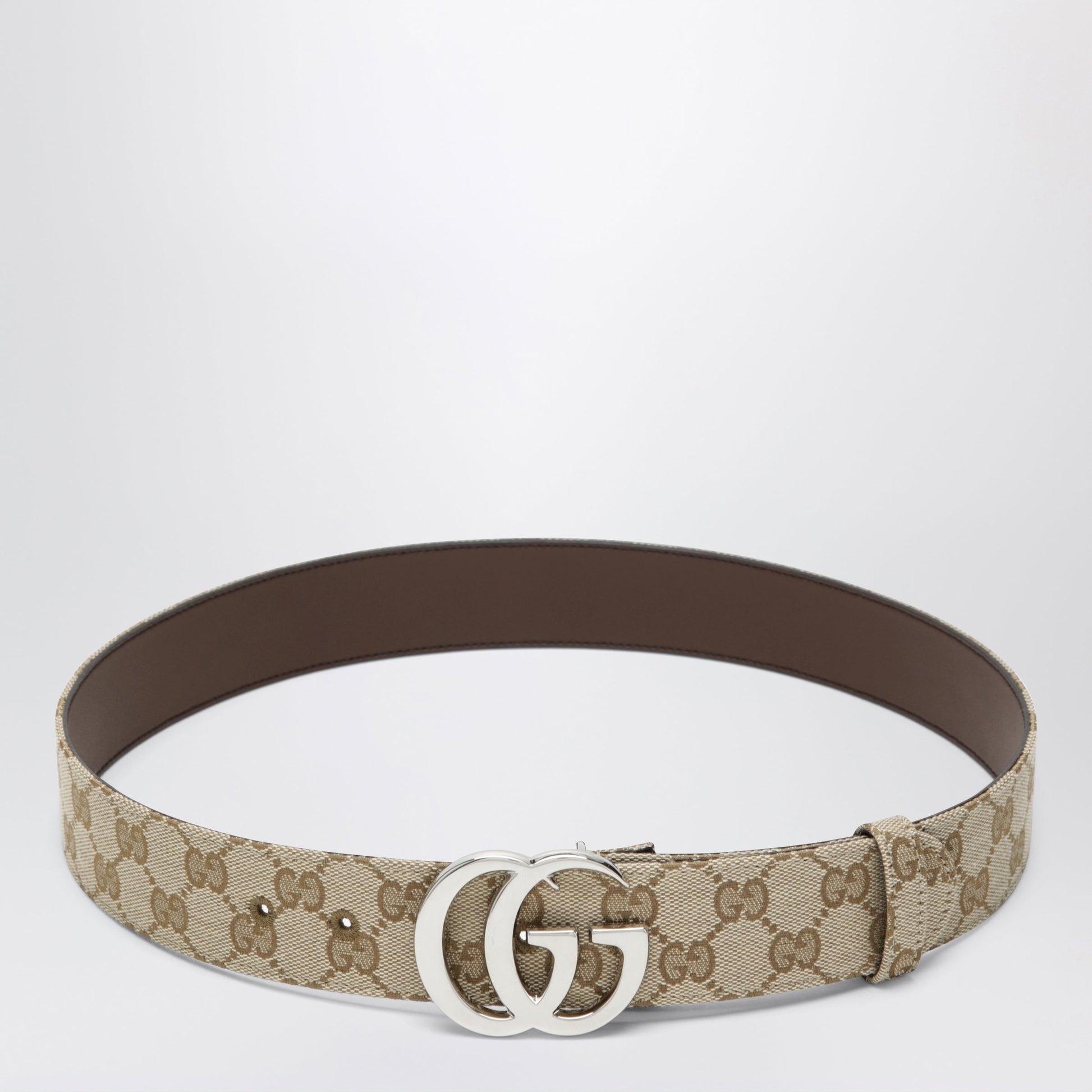 Gucci Flat Marmont Belt In Sand Gg Fabric Men GUCCI