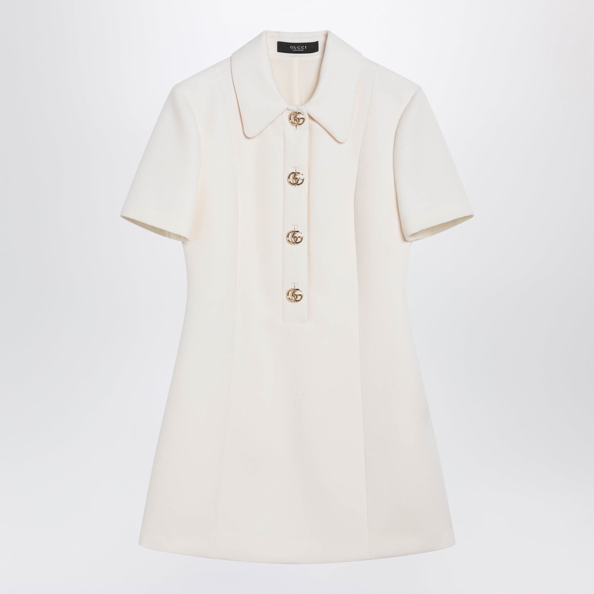 Gucci White Short Wool Dress With Gg Buttons Women GUCCI