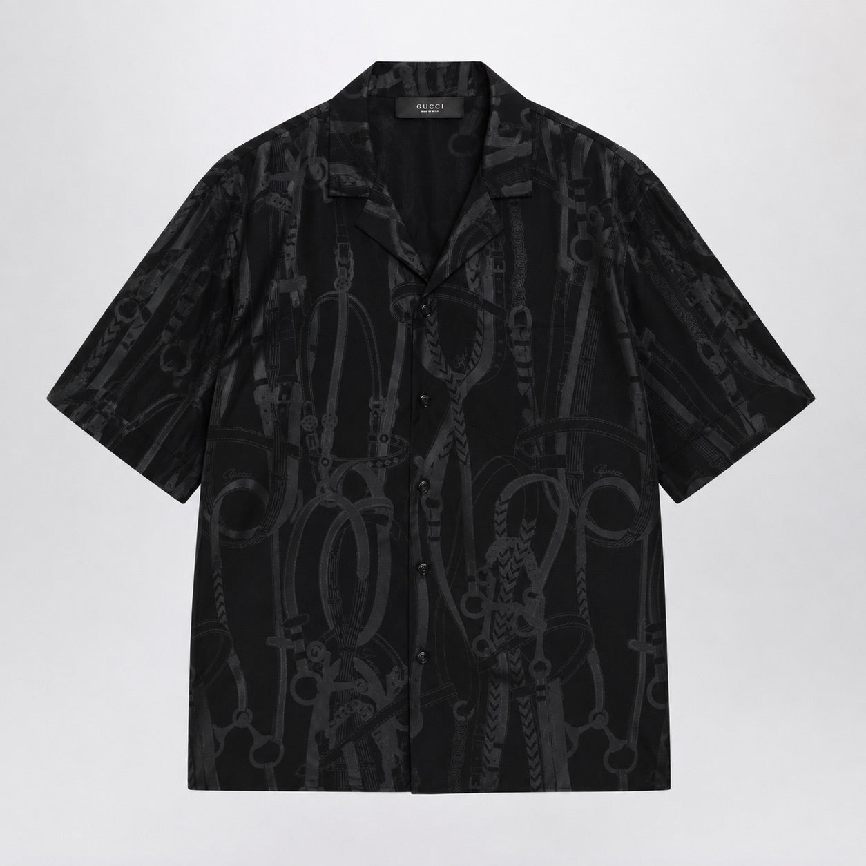 Gucci Black Printed Silk Bowling Shirt Men GUCCI