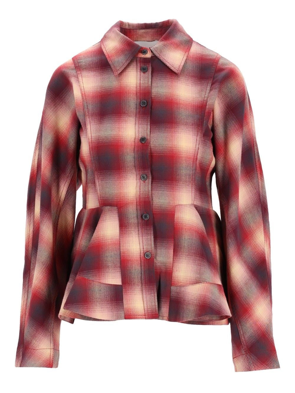 Ganni Women Red Checked Flannel Shirt GANNI