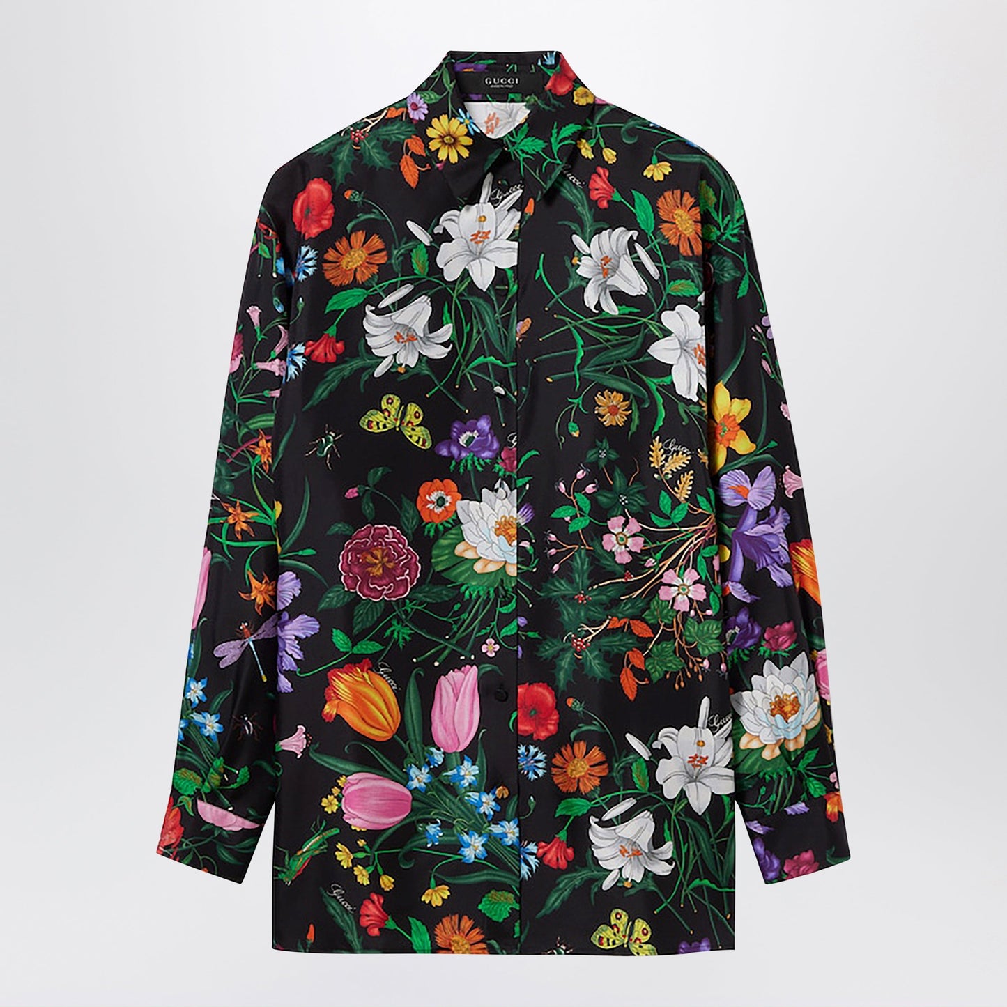 Gucci Silk Twill Shirt With Flora Print Women GUCCI