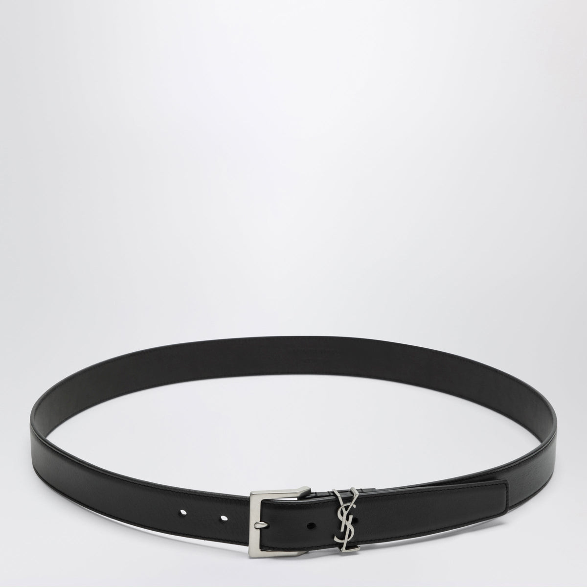 Saint Laurent Cassandre Vadim Black Smooth Leather Belt Men SAINT LAURENT