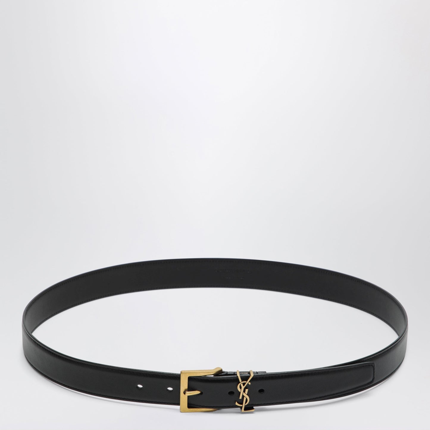 Saint Laurent Cassandre Vadim Black Smooth Leather Belt Men SAINT LAURENT