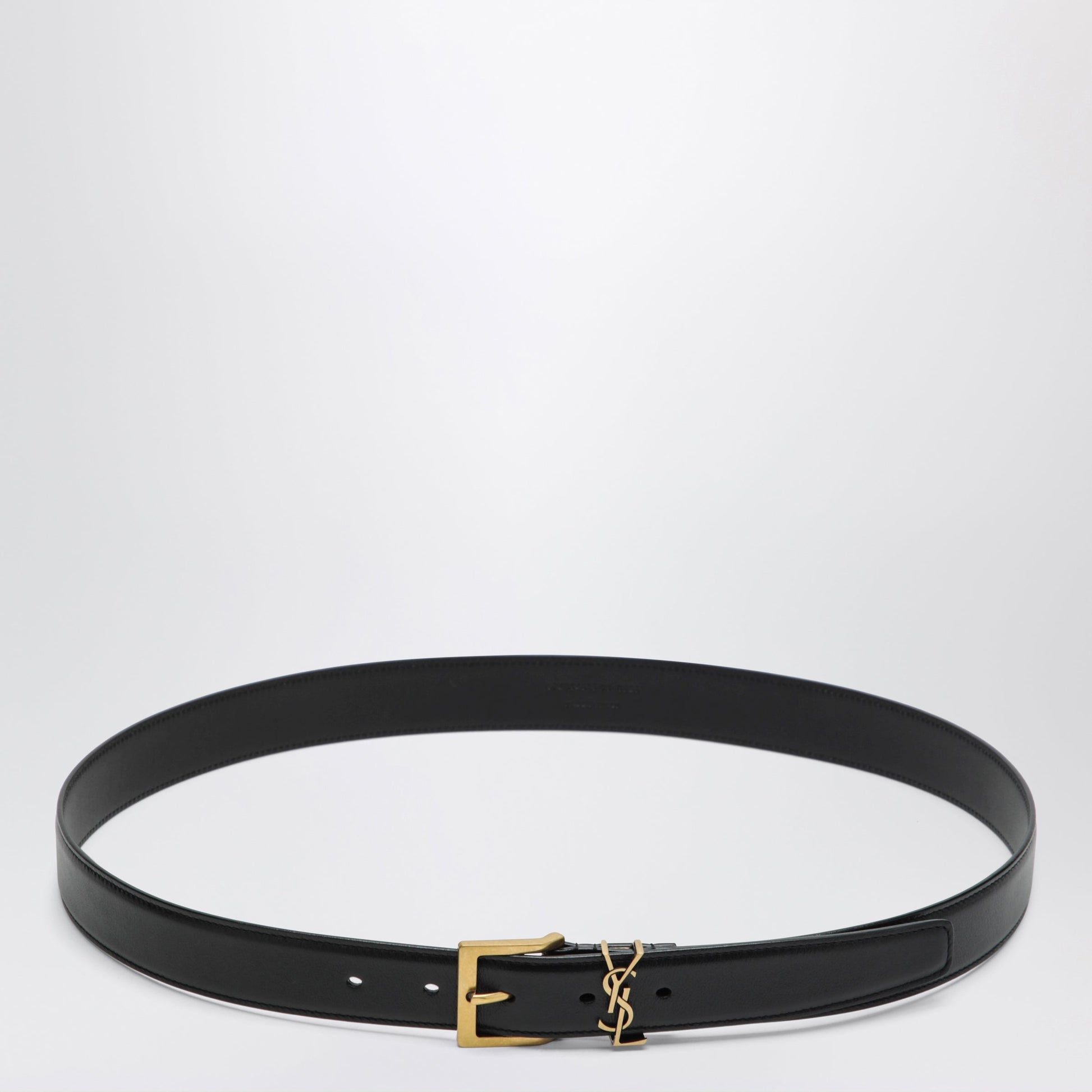 Saint Laurent Cassandre Vadim Black Smooth Leather Belt Men SAINT LAURENT