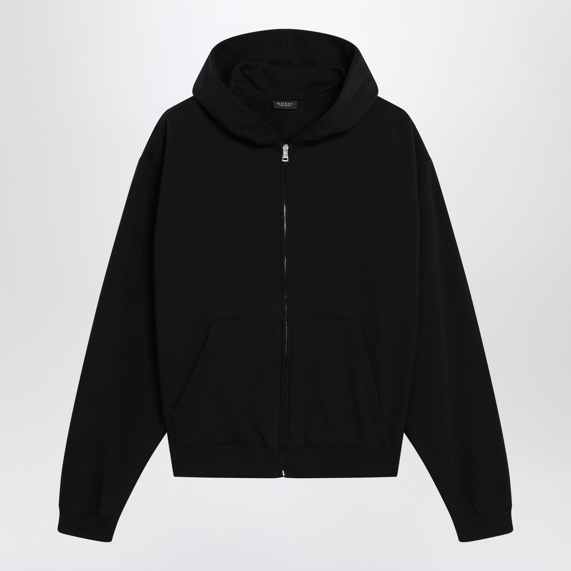 Gucci Black Zip Hoodie In Cashmere Blend With Logo Print Men GUCCI
